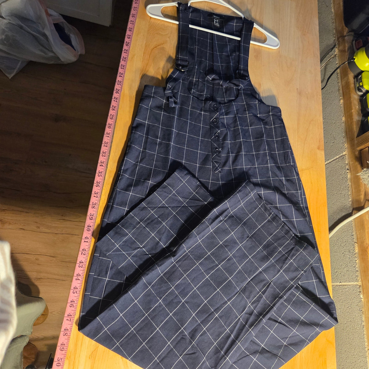 Forever 21 black plaid overall dress pants size medium office siren