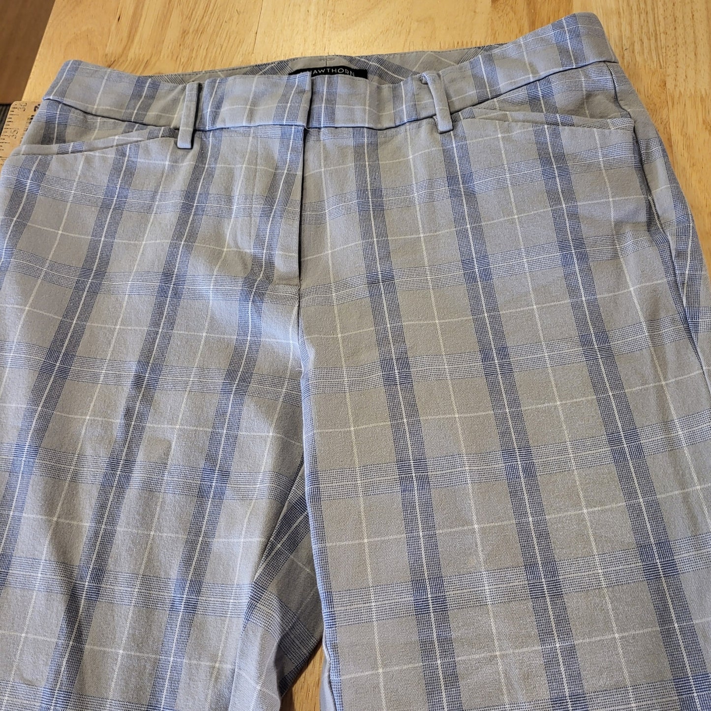41 Hawthorn Gray Plaid Straight Pants Cotton Viscos Size 8