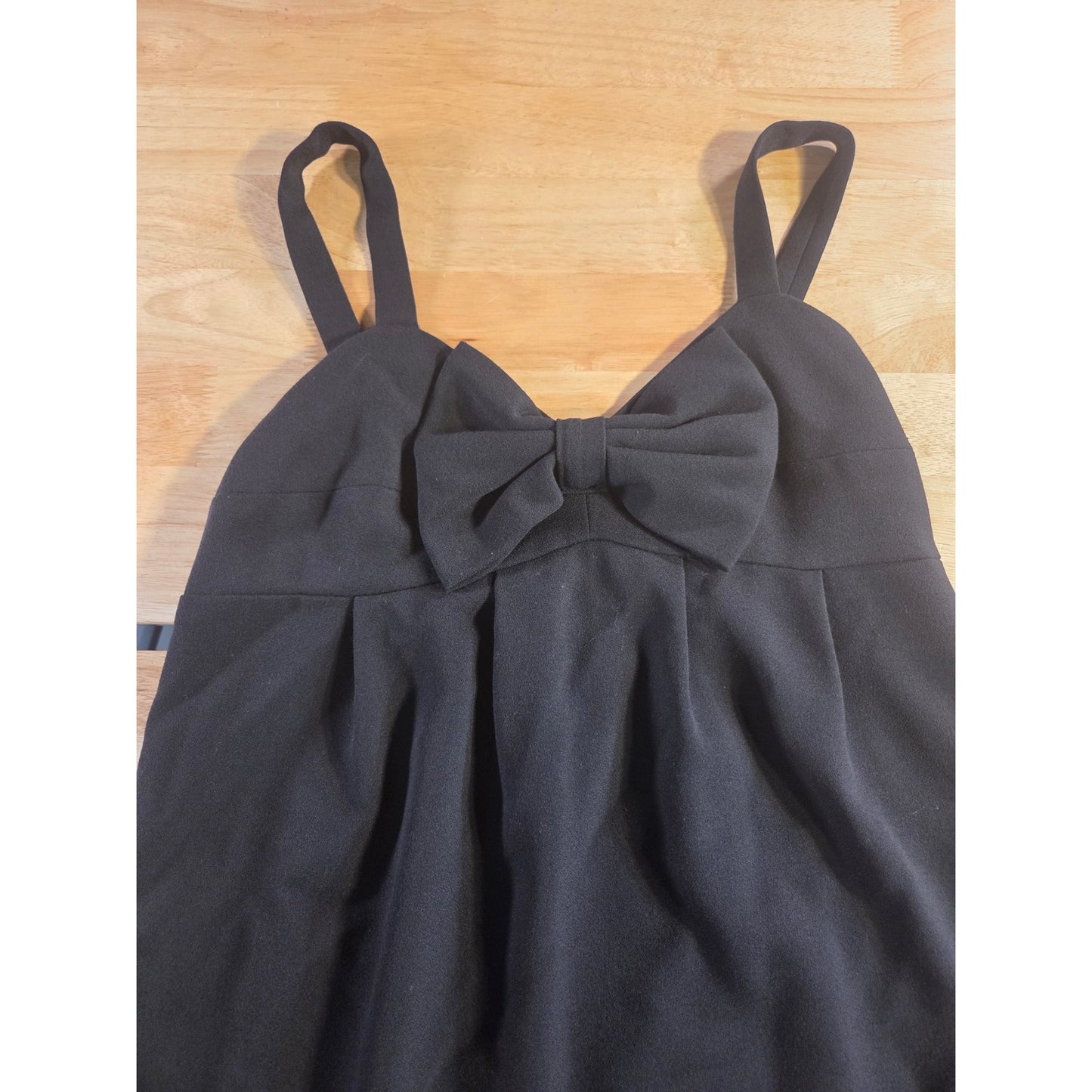 Sara Campbell Little Black Dress Adjustable Straps Floral Detail Size 6