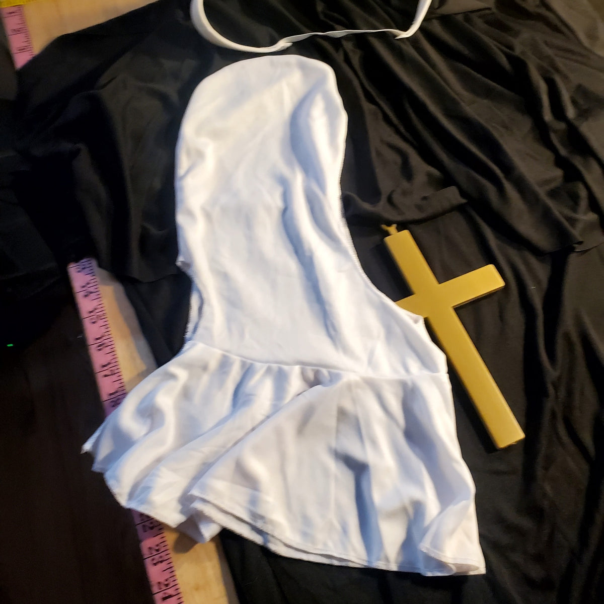 Nun Habit Costume set with head covering dress and cross small medium