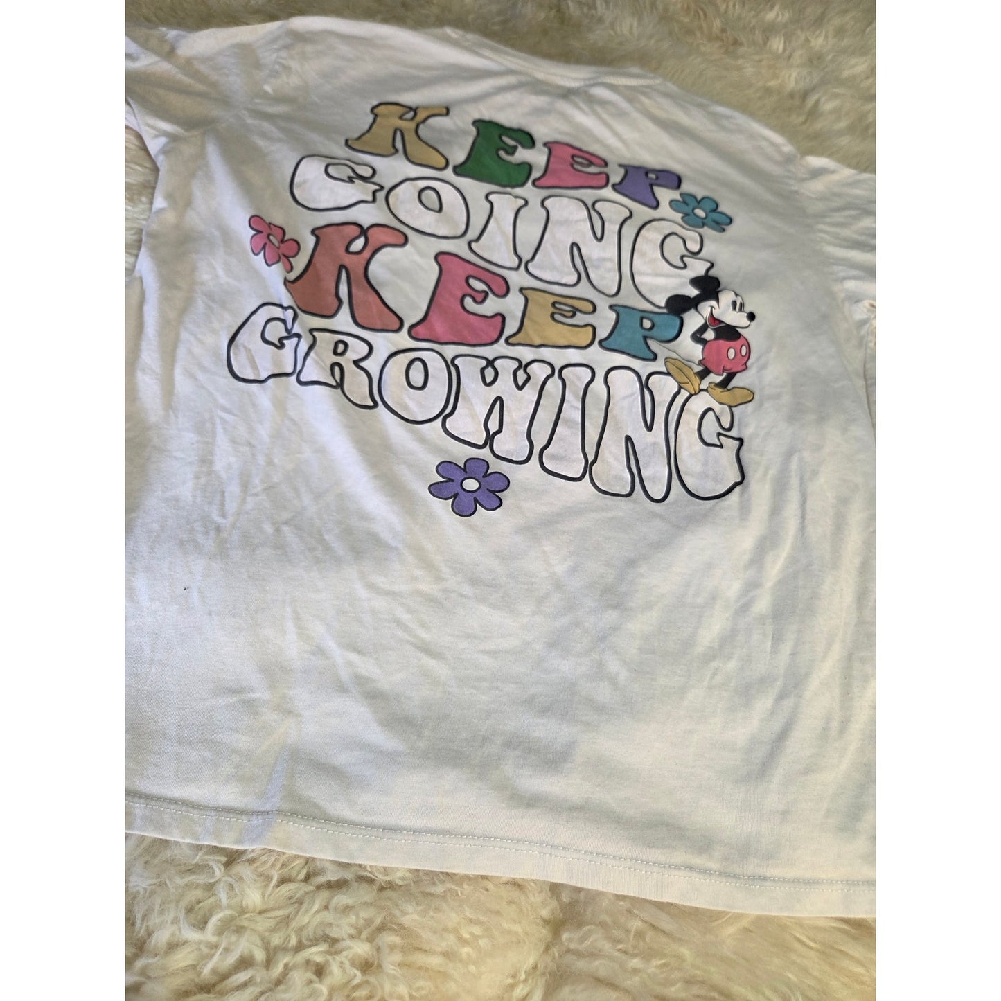 Disney Mickey Mouse Keep going keep Growing T-shirt Beige large cotton blend