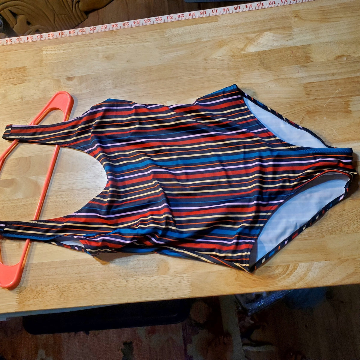 UNBRANDED PRIMARY COLOR STRIPED ONE PIECE BATHING SUIT SMALL