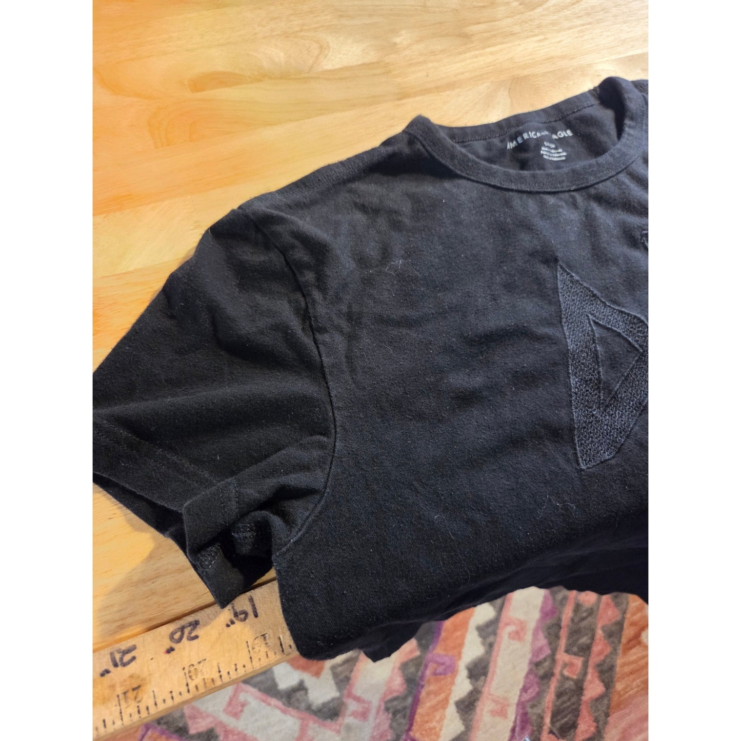 Vintage American Eagle black T-shirt front and back logo black on black small