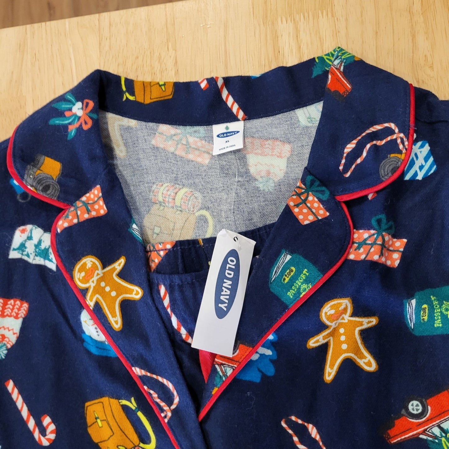 NWT Old Navy Blue Christmas Pajama Set Flannel 100% Cotton Xl