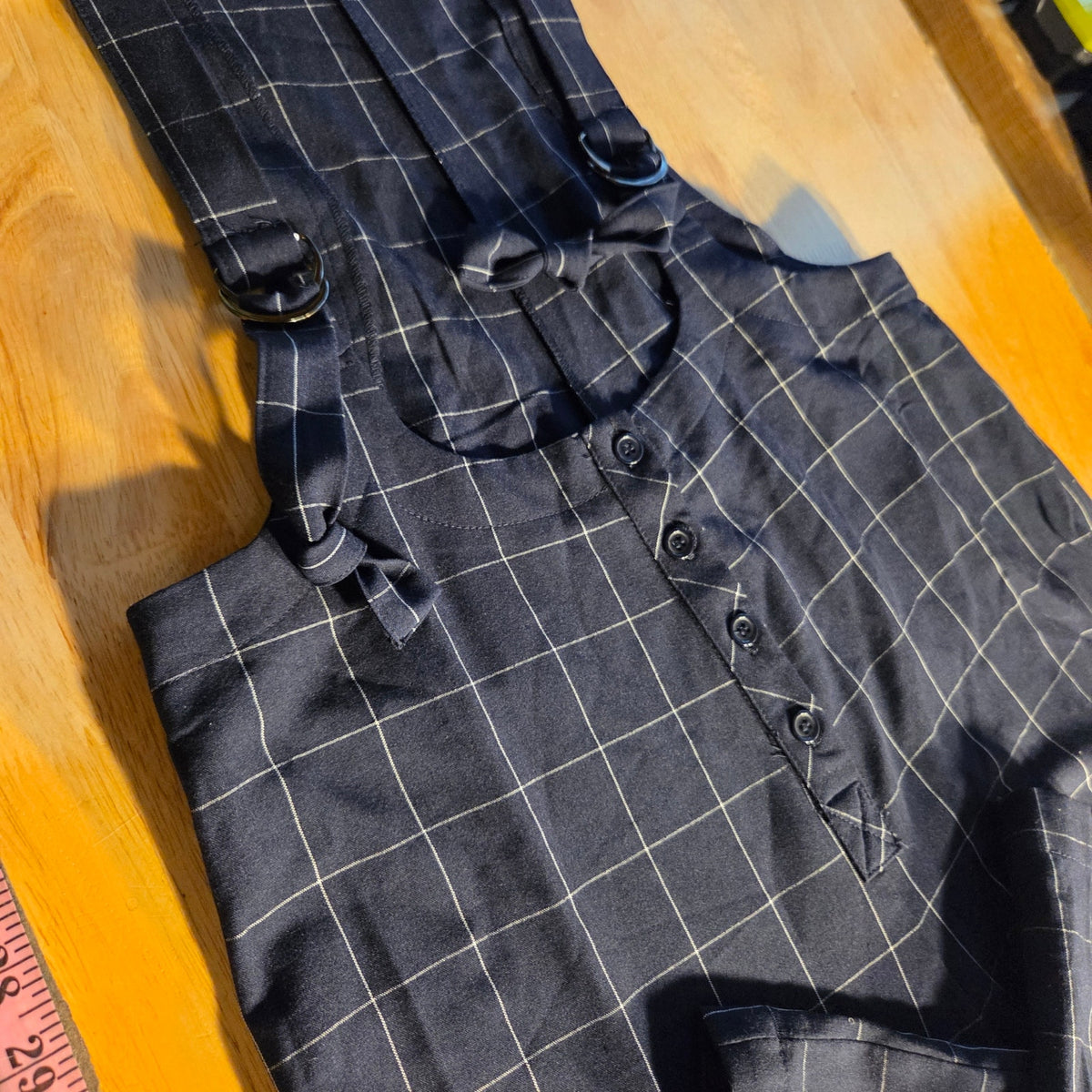 Forever 21 black plaid overall dress pants size medium office siren