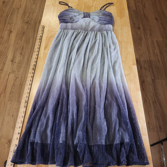 Traffic People Purple Metallic Ombre Sleeveless Empire Stretch Tea Length S