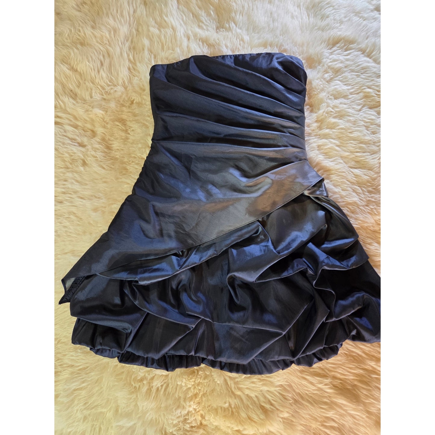 Onyx Nite blue metallic ombre gathered sleeveless tube dress Mini size 12