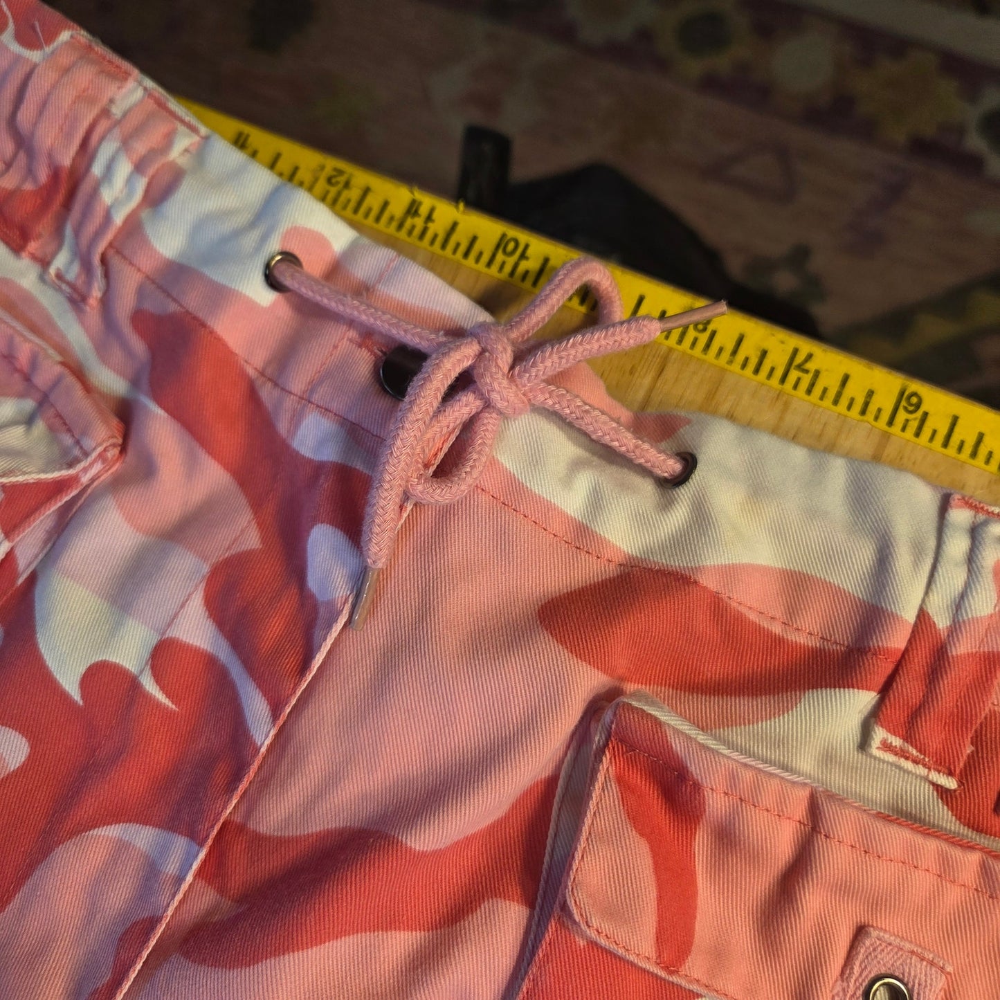 Riflessi pink camouflage Raver pants bondage straps wide leg adjustable 2XL
