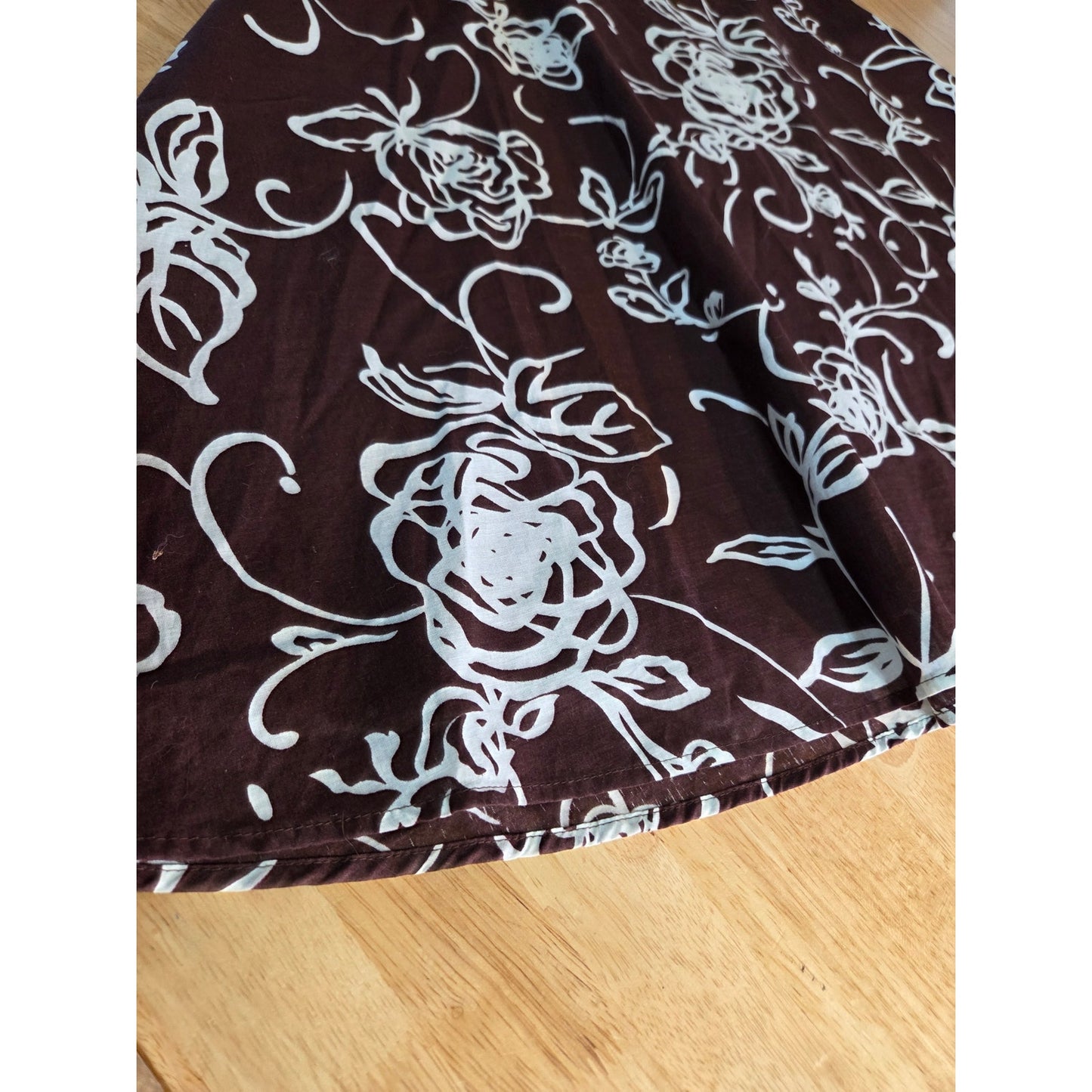 Biacci 100% cotton brown and blue floral sleeveless v-neck dress fully lined tie