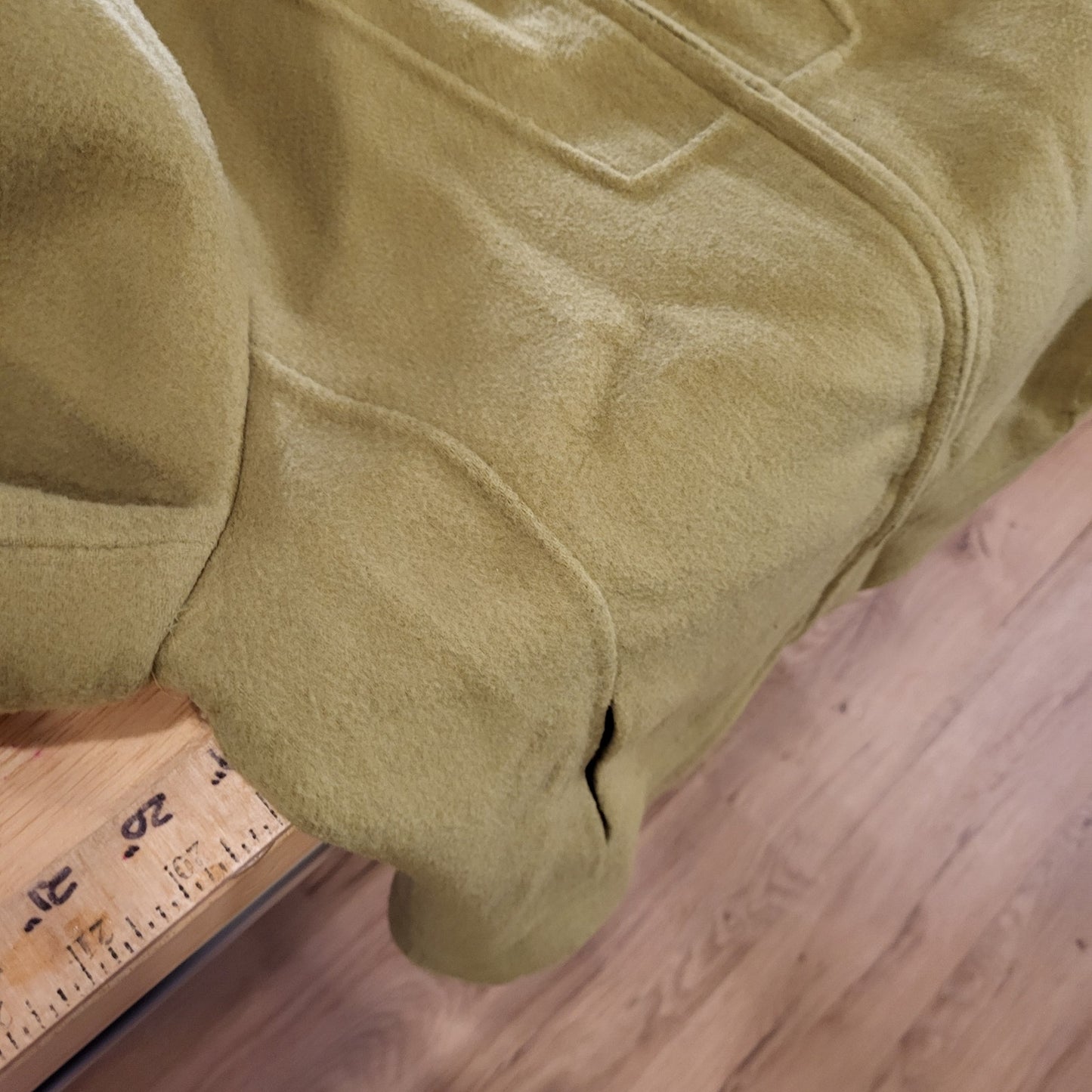 Alexandra Bartlett Green Wool Hooded Zip Size Medium Pockets 19" P2P