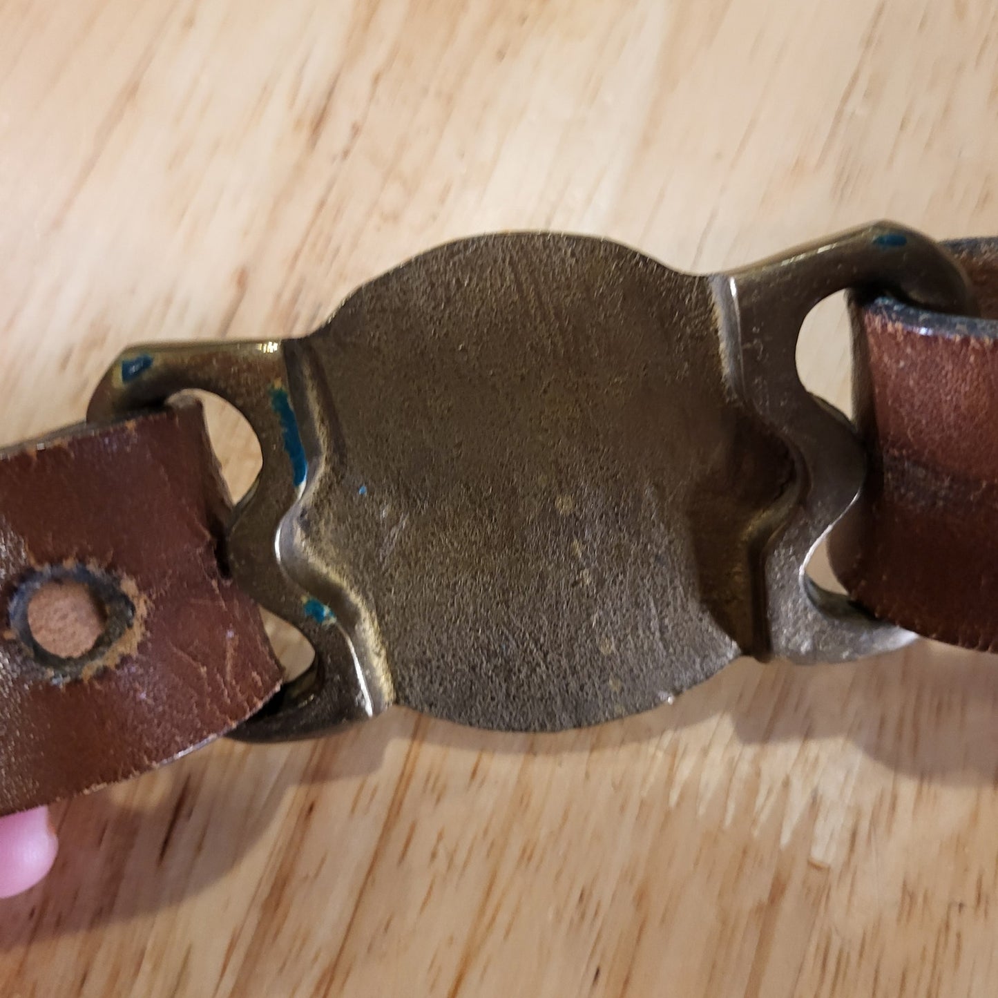 Vintage Antique Trench Art Military Belt Buckle Leather Army 34