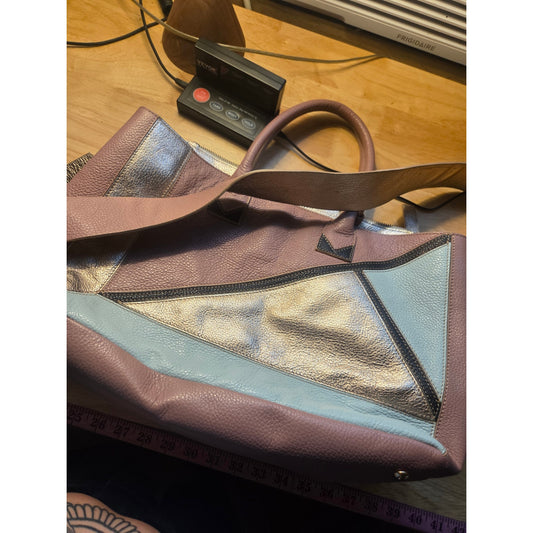 Victoria Napoli made in Italy 100% genuine leather blush pink large purse