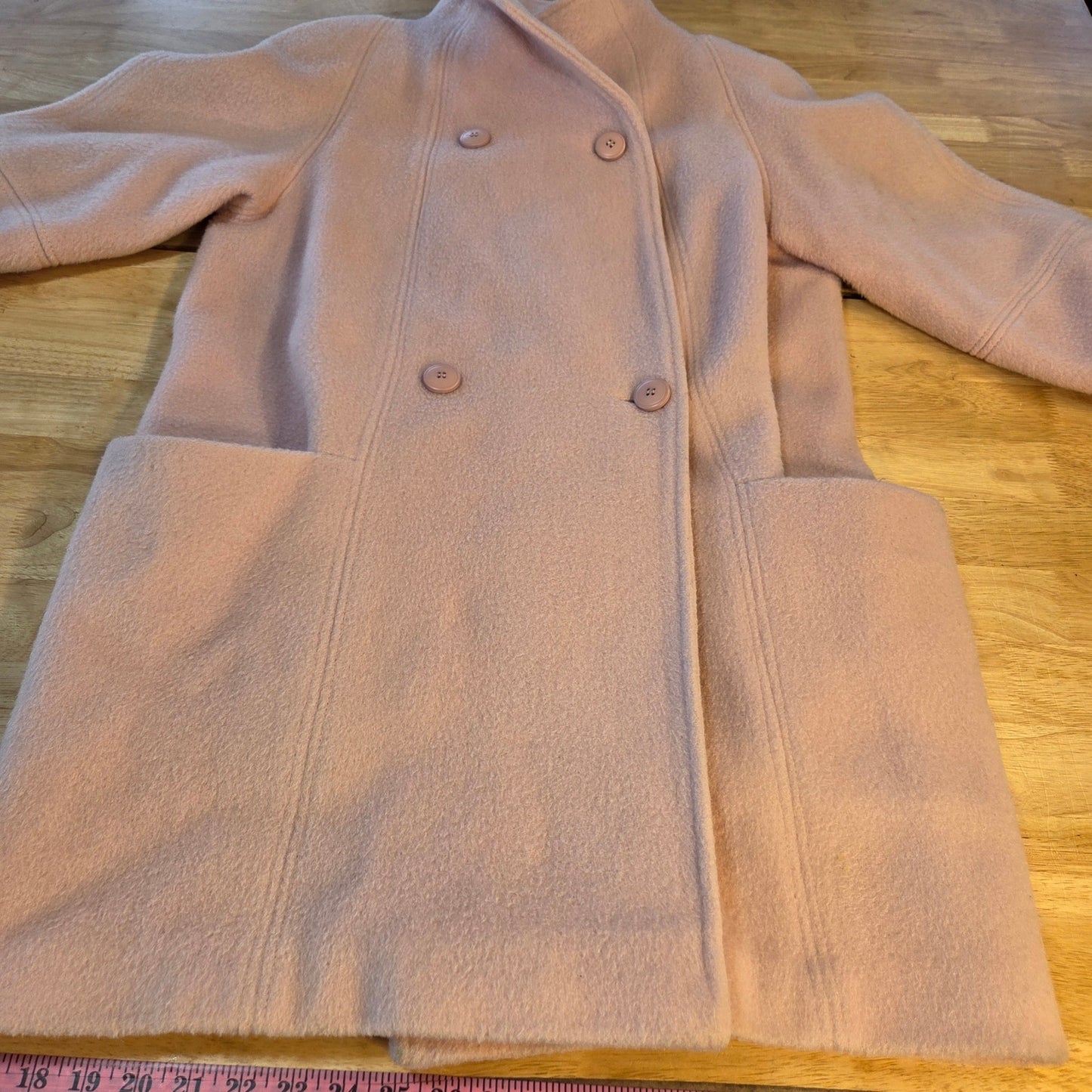Leaventhal Kingston New York pink vintage wool midi jacket large shoulder pocket