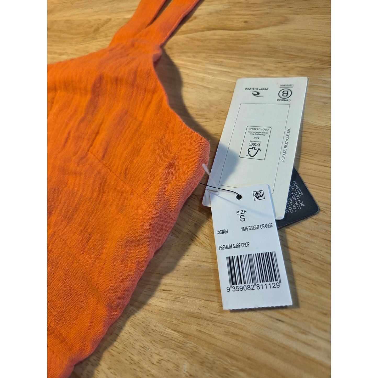 Ripcurl new with tag orange cotton linen crop sleeveless tank small