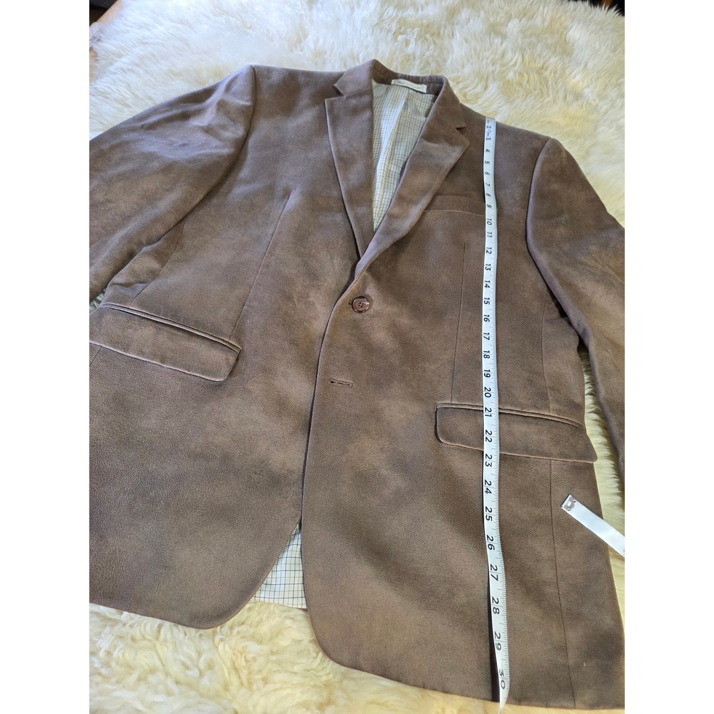 Polo Ralph Lauren Beige Microsuede Sport Coat Blazer Leather Feel 23" p2p 30" lg