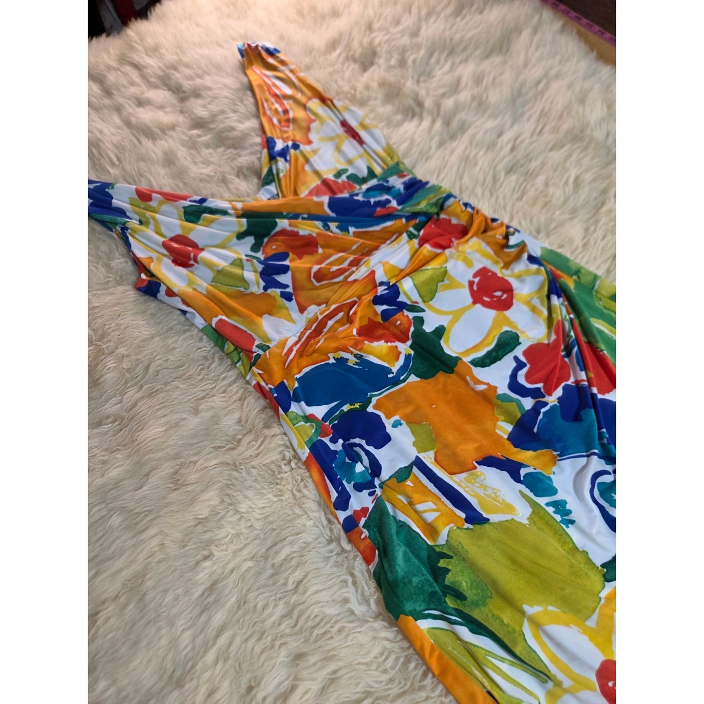 Ralph Lauren colorful sleeveless bodycon dress double line knit size 10 18* p2p