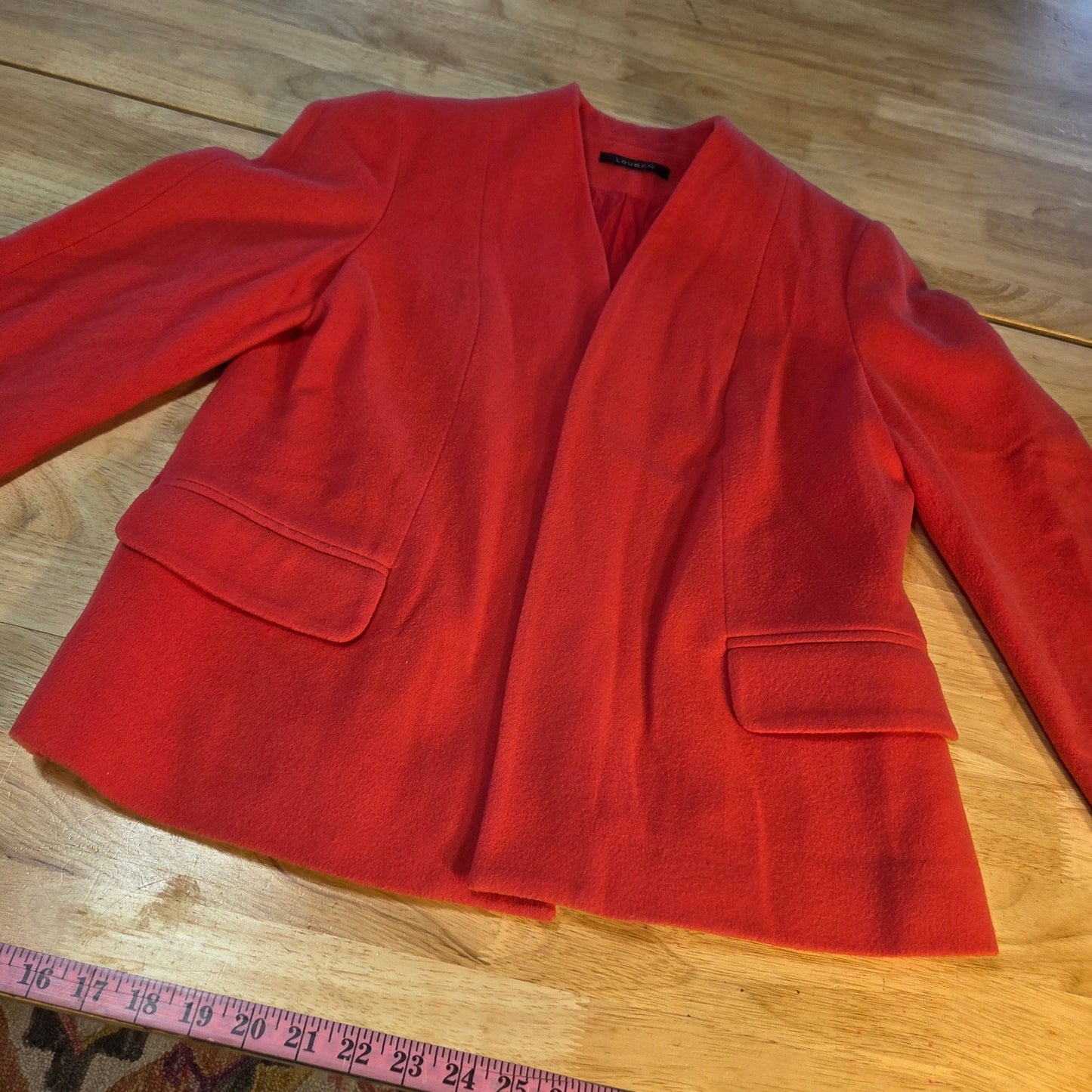 Loubin red cashmere wool blend jacket vintage waist cut 20" pit to pit size 8