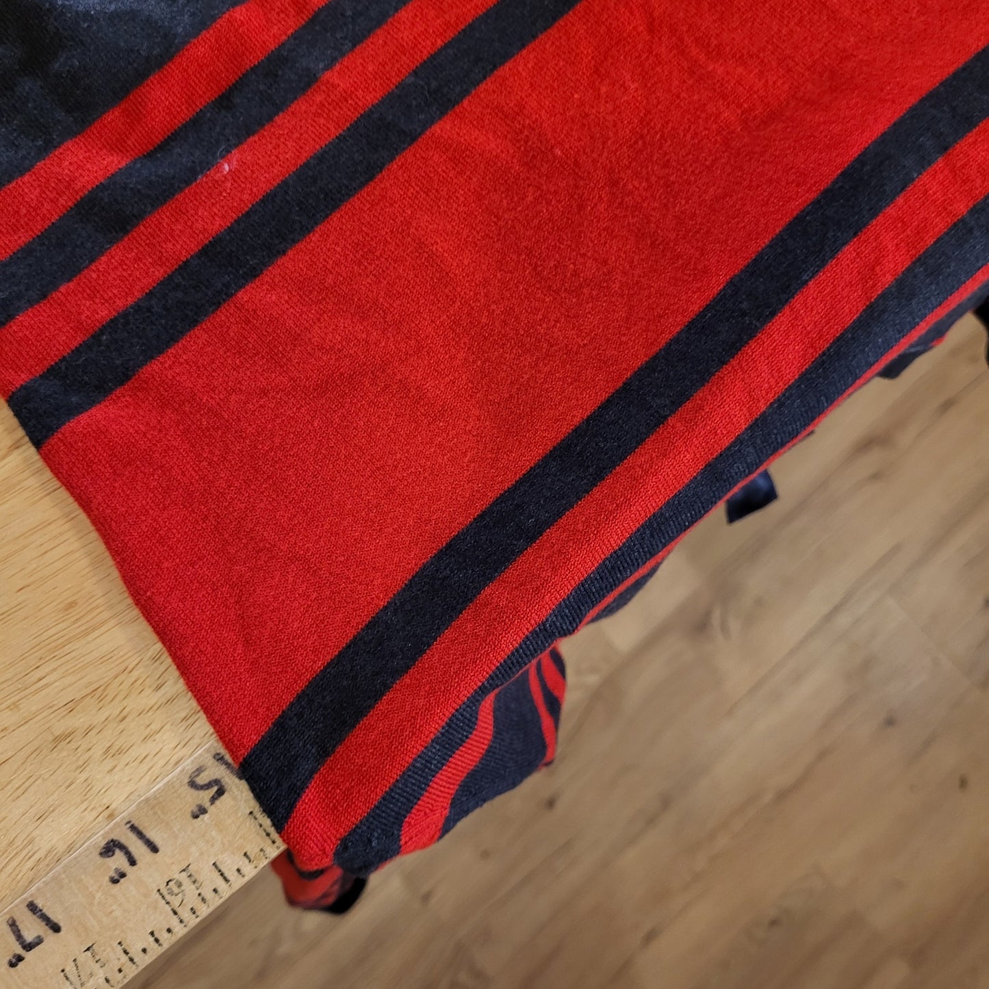 French Connection Red & Gray Striped Long Sleeve Mini Sweater Dress Bodycon Sm
