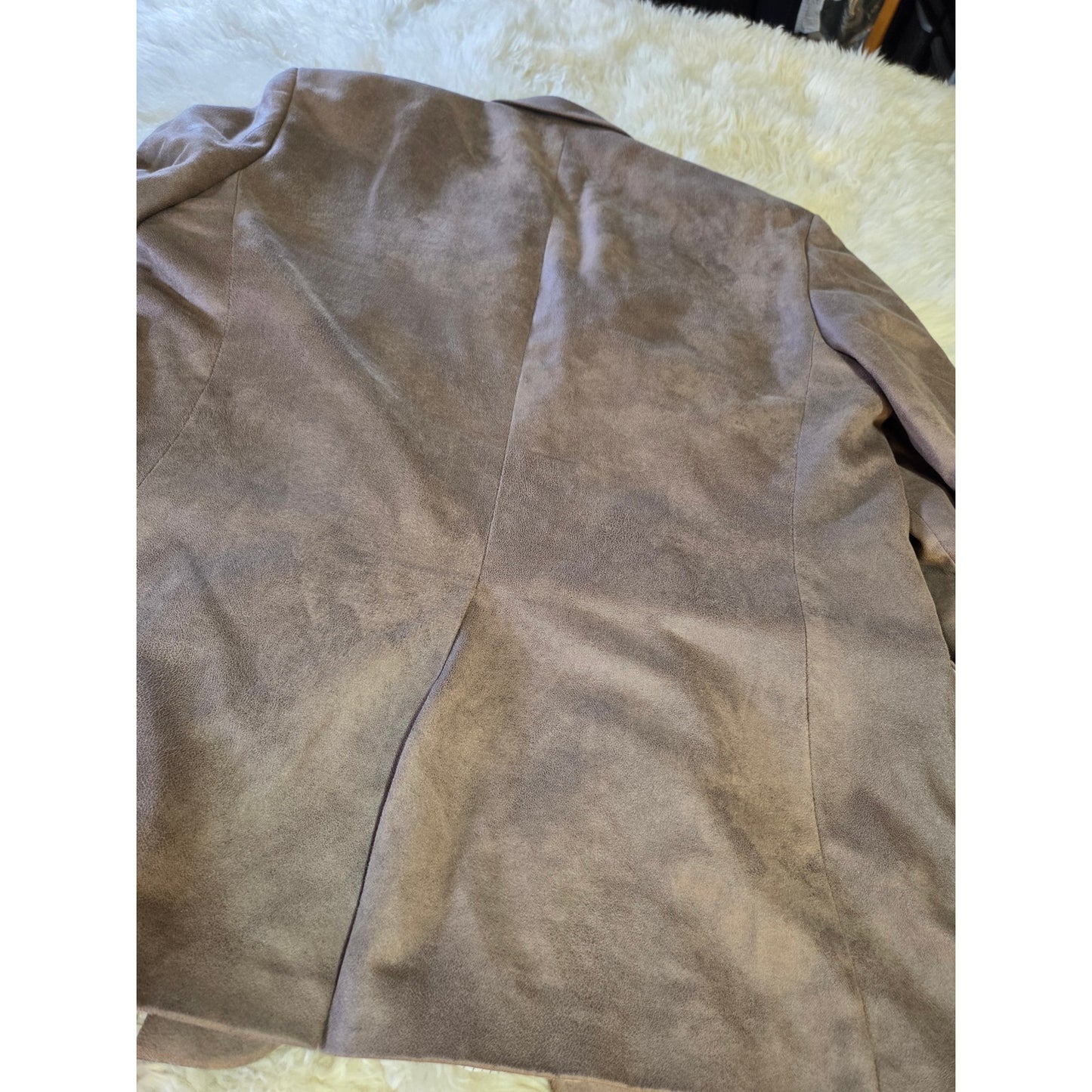 Polo Ralph Lauren Beige Microsuede Sport Coat Blazer Leather Feel 23" p2p 30" lg