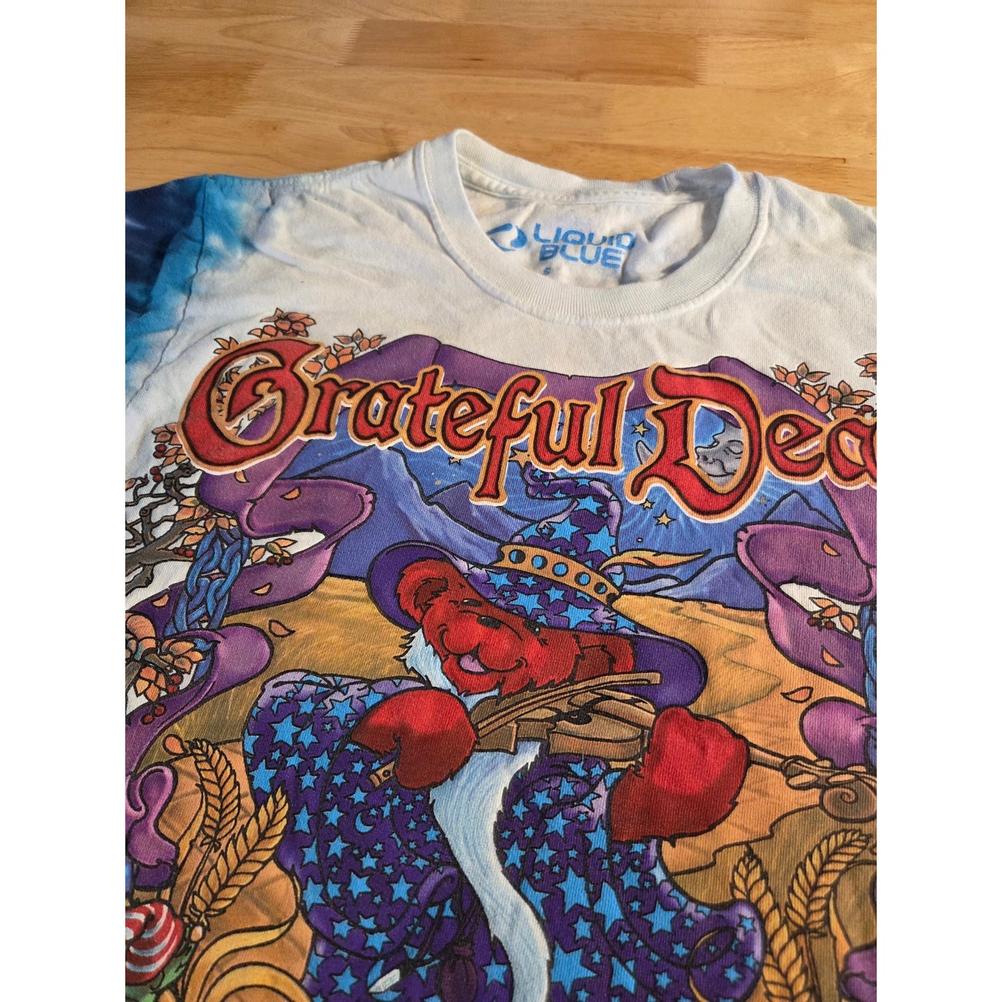 Vintage Liquid Blue Tie Dyed The Grateful Dead Terrapin Moon Sm Purple Blue