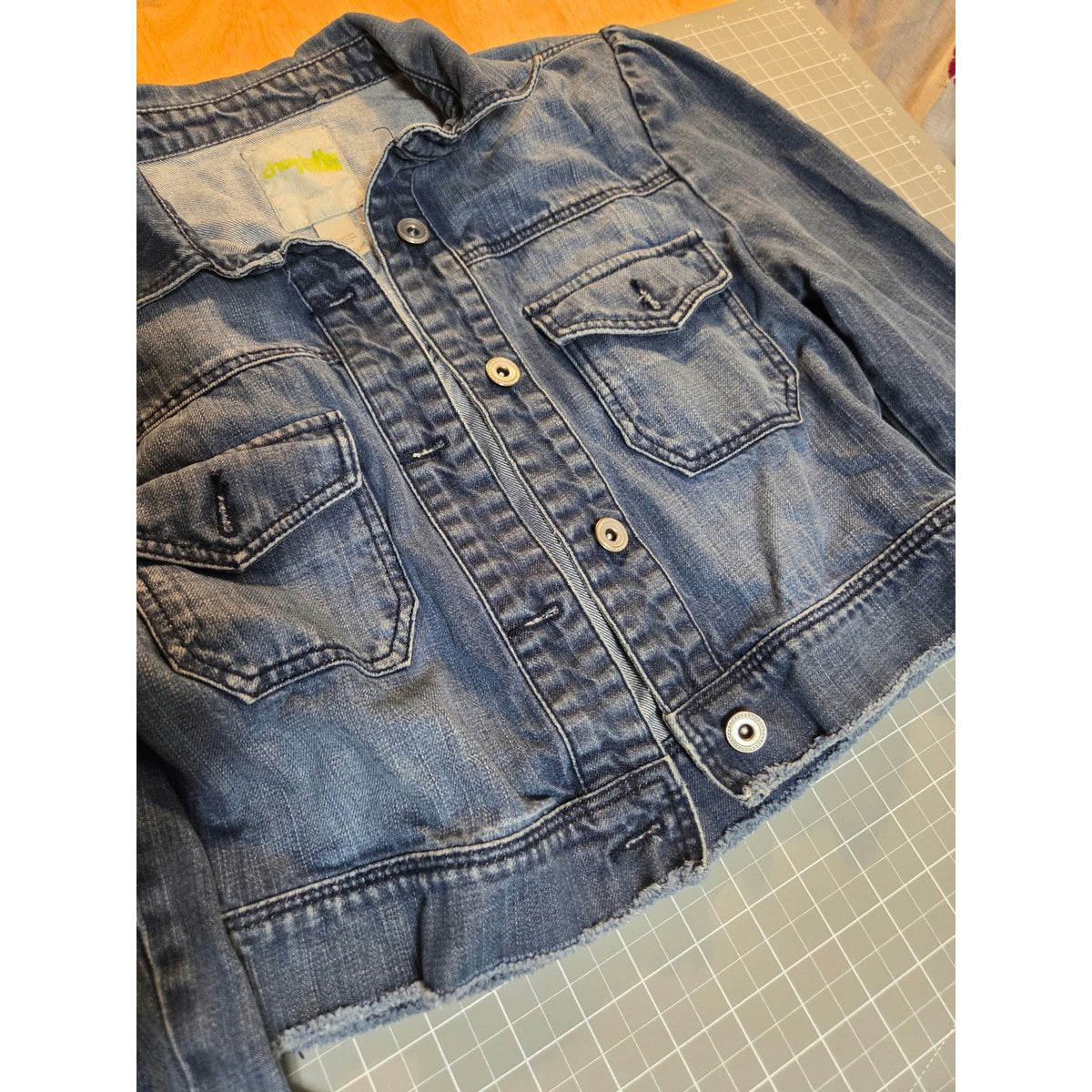 Charlotte Russe size medium cropped puff sleeve jean jacket
