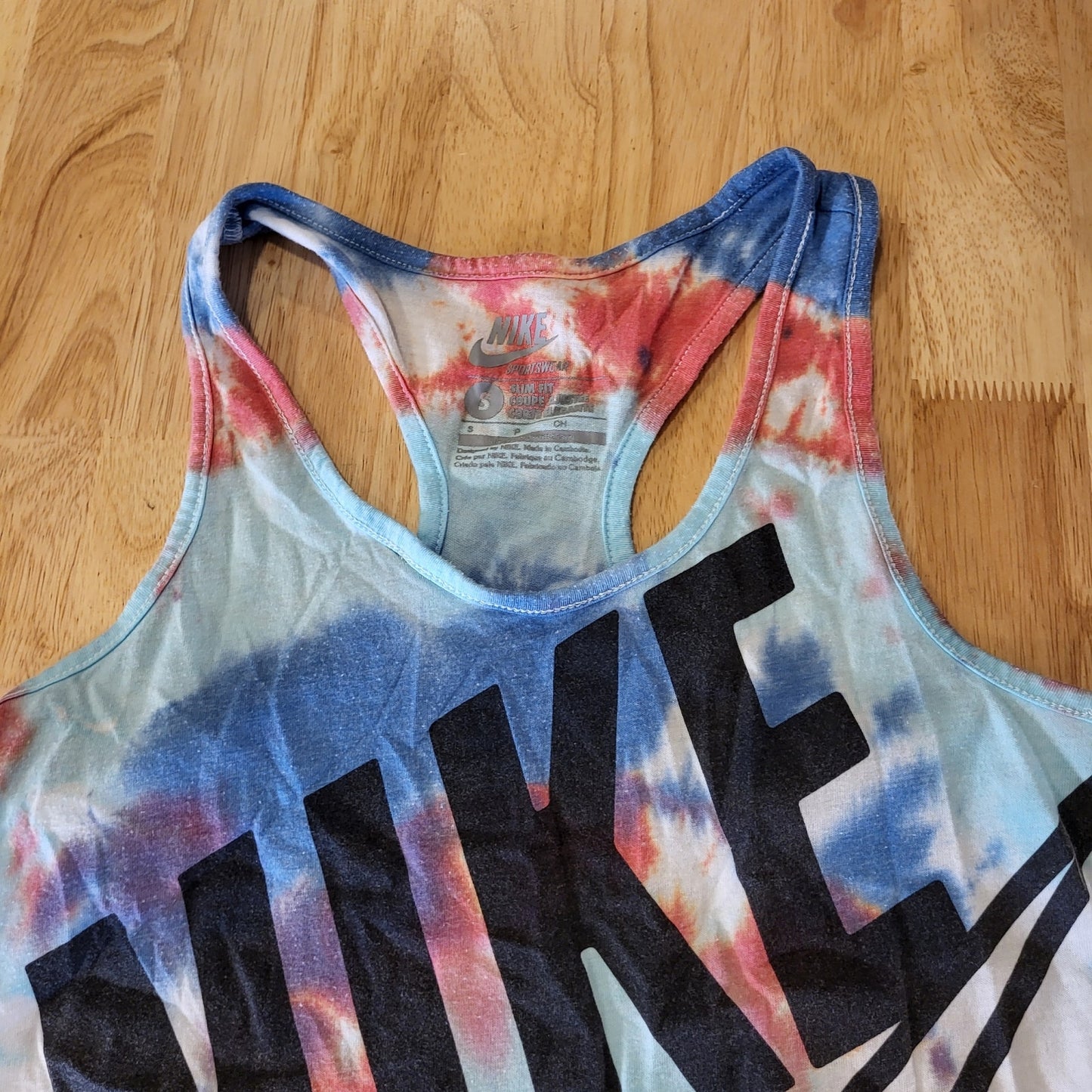 Nike Red White & Blue Tie Dye Tank Small USA 15" P2P