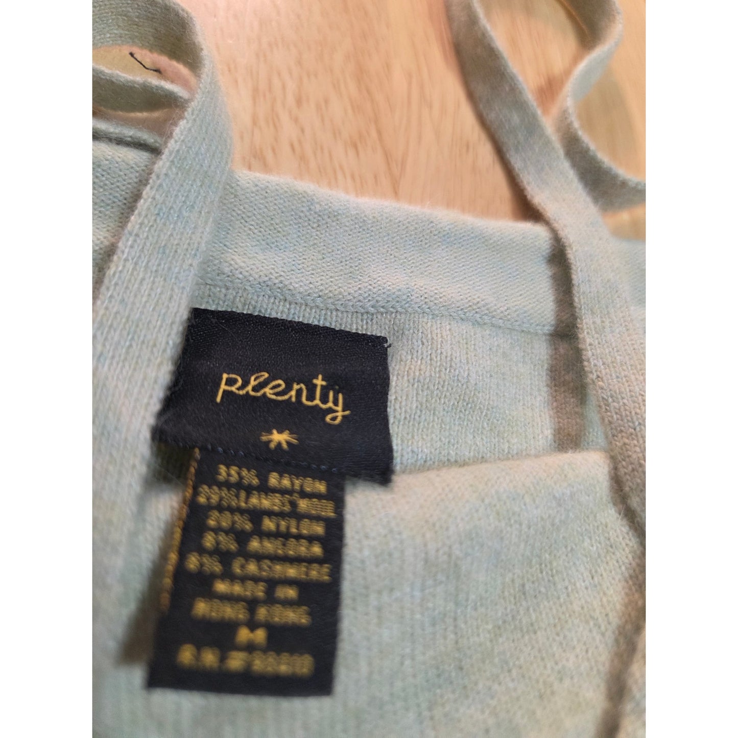 Plenty wool cashmere Angora blend knit tank sweater beaded pastel green medium