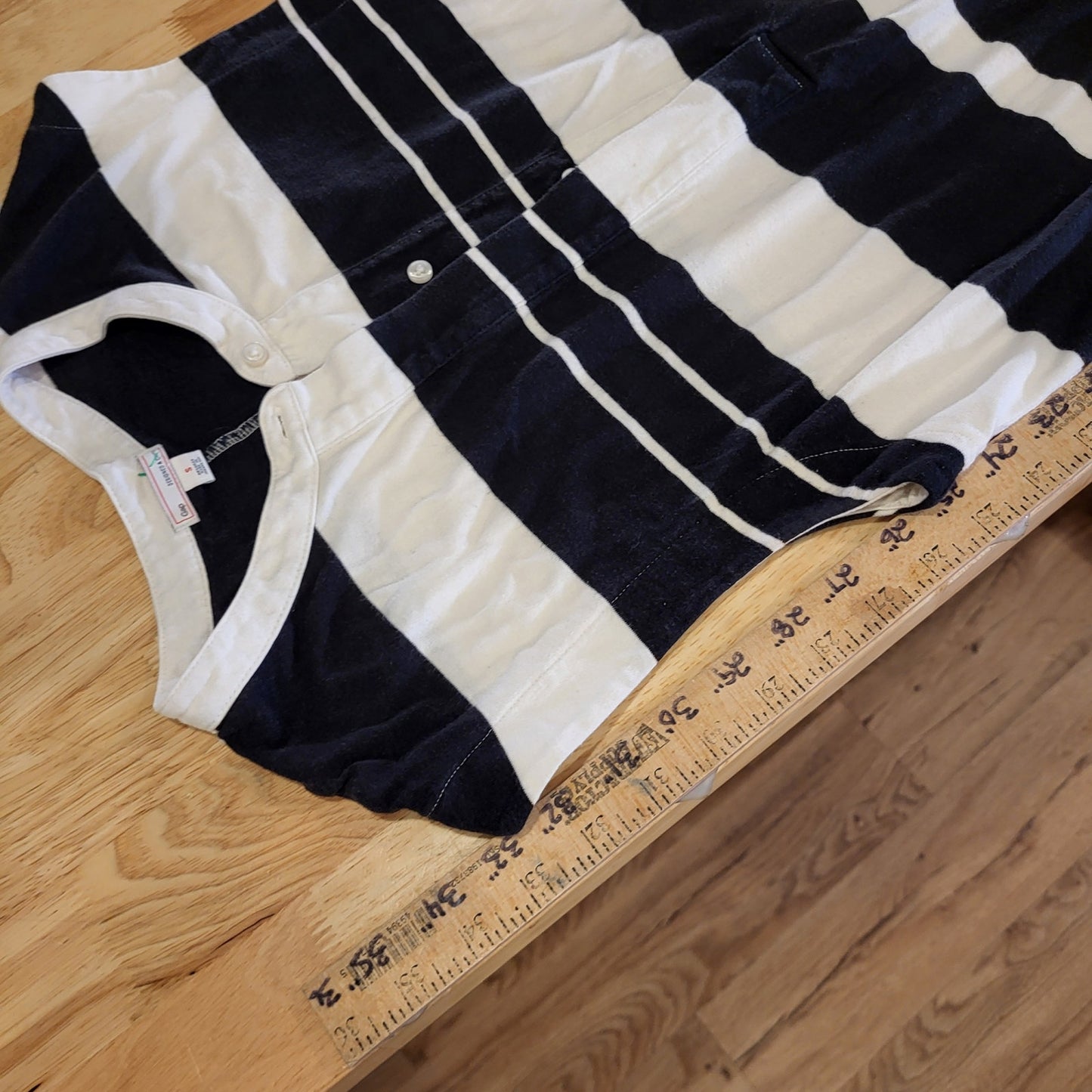 Gap Black & White Striped Sleeveless Jersey Knit Knee Length Dress Pockets