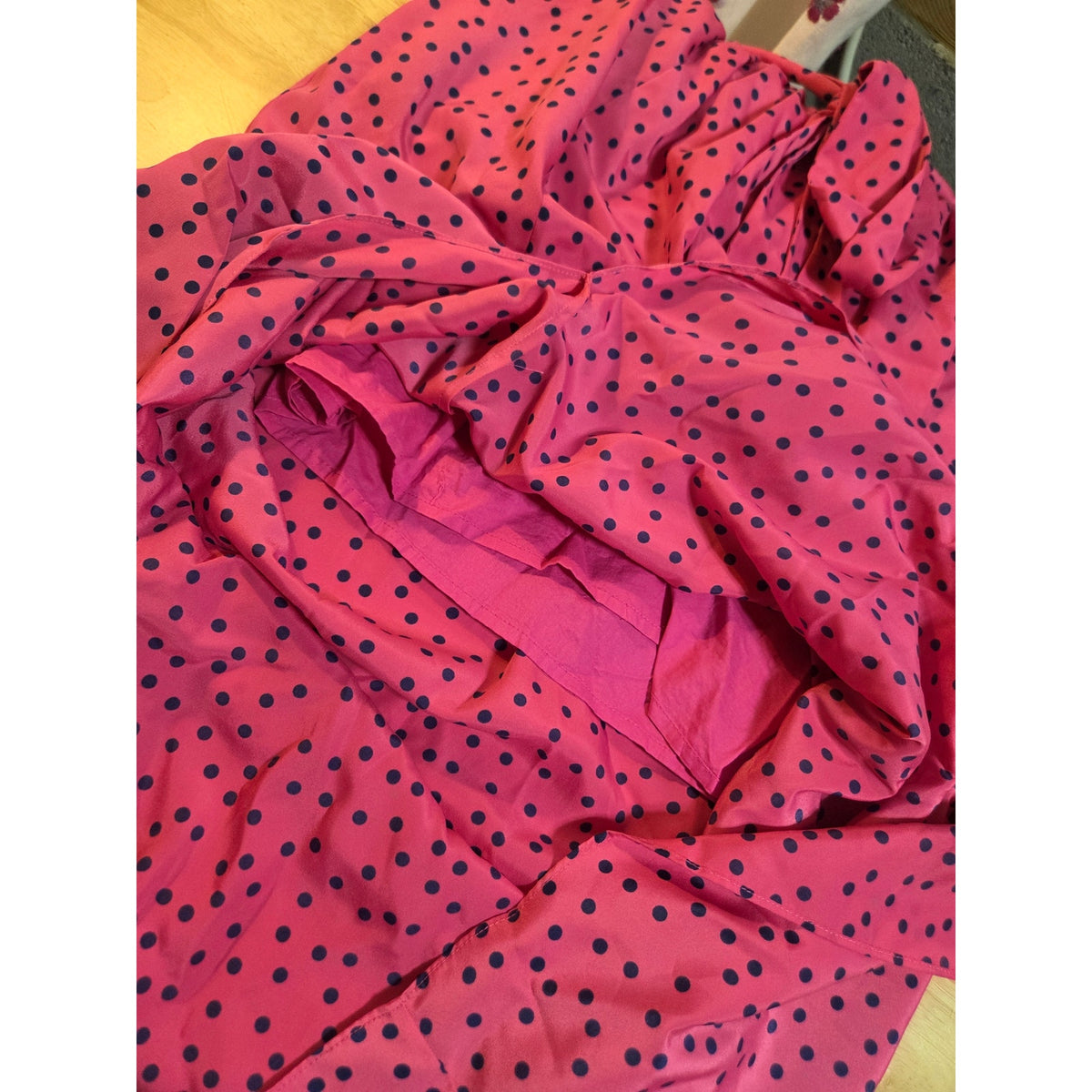 J Peterman Pink & Navy polka dot Maxi skirt size 6