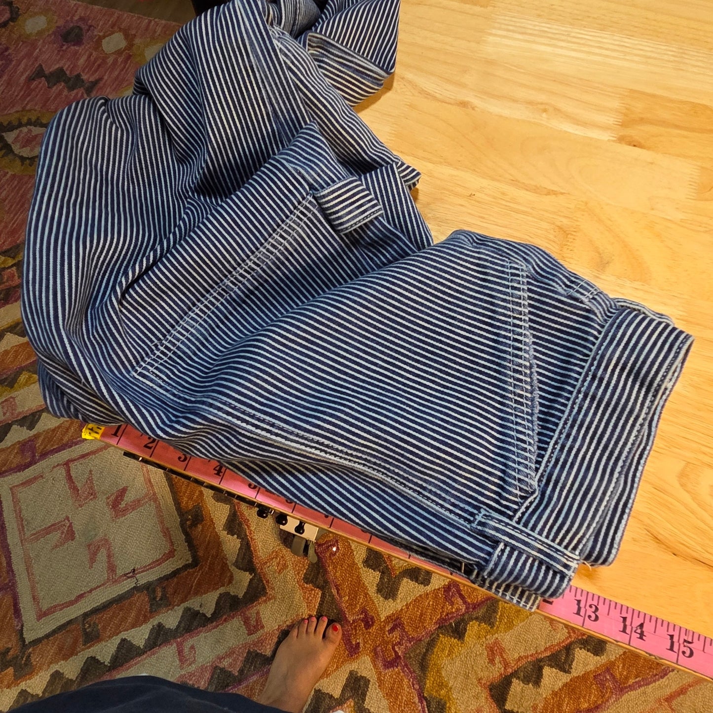 Glassons Denim Conductor Jeans Striped White Blue Carpenter Size 8