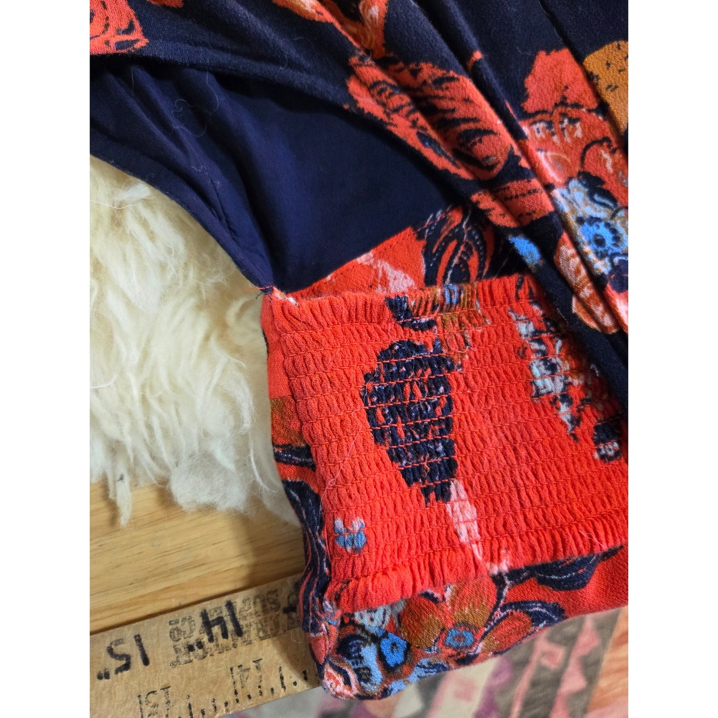 Free People blue orange sleeveless floral dress cut out detail mini short xs