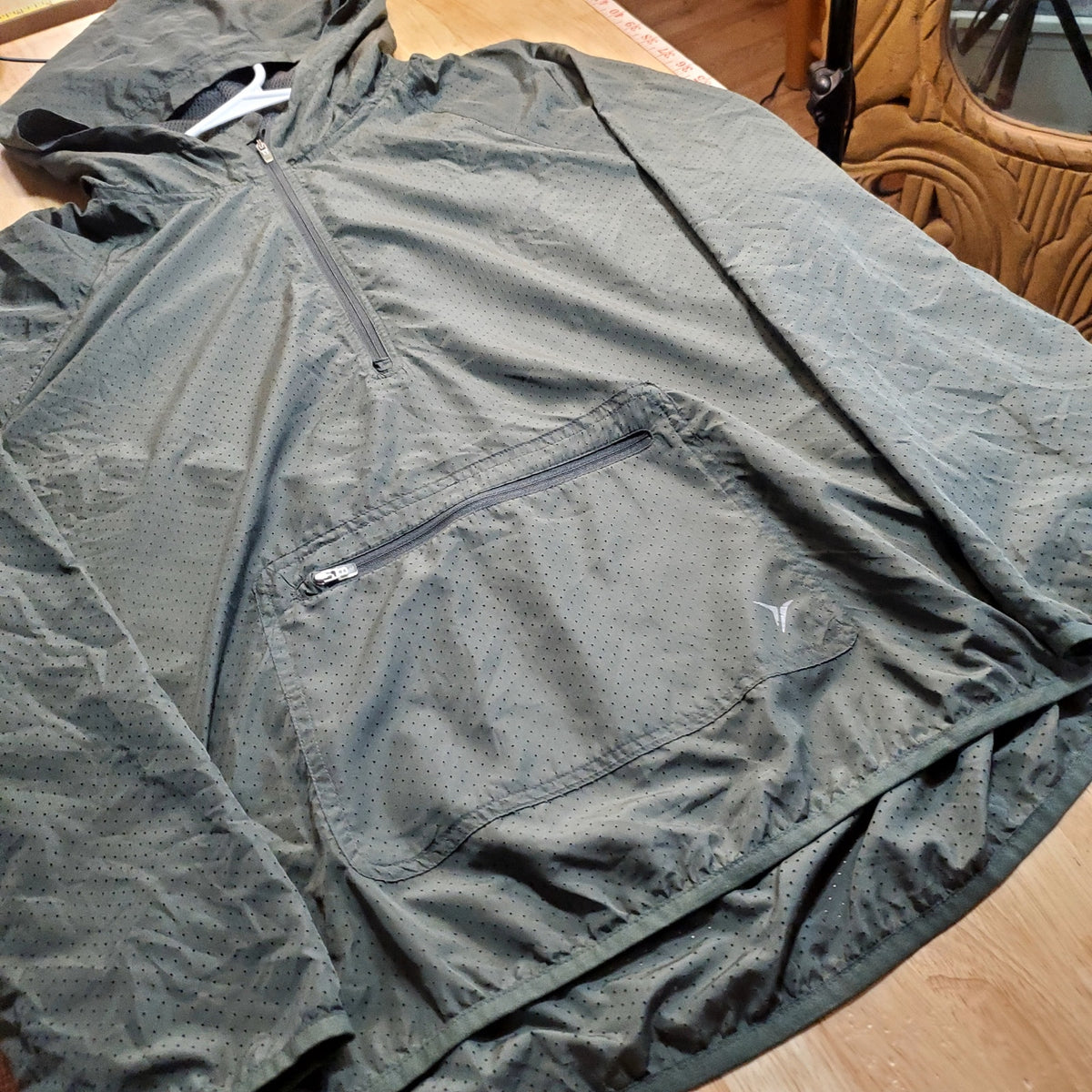 Old Navy Green Mesh Light Windbreaker Pullover Hooded Pocket Size XL