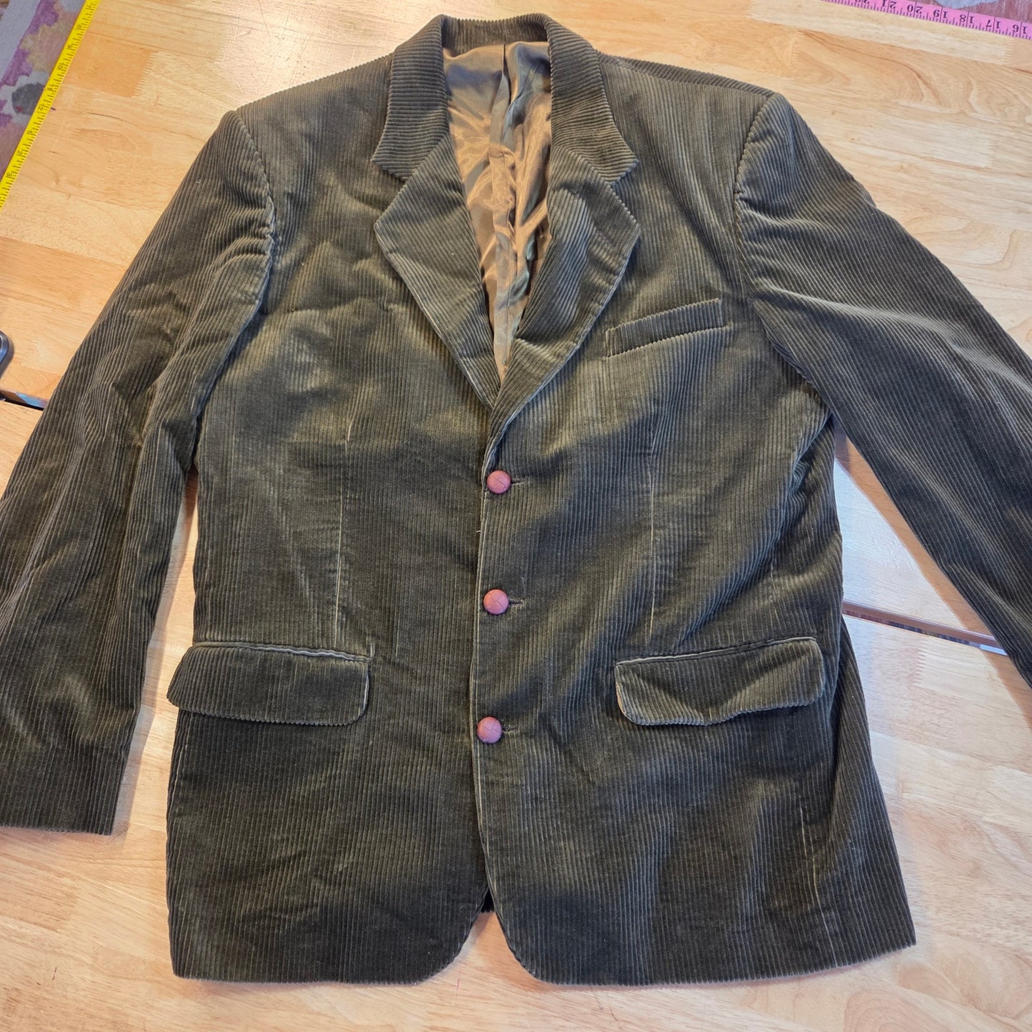 Banana Republic green corduroy large 100% cotton blazer Brown button pocket