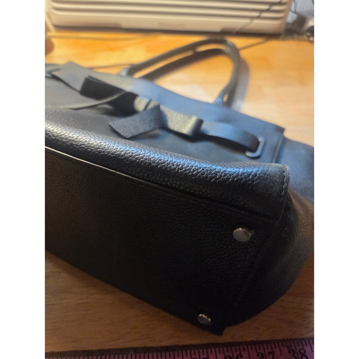 Large Kate Spade leather purse bow detail black pebbled