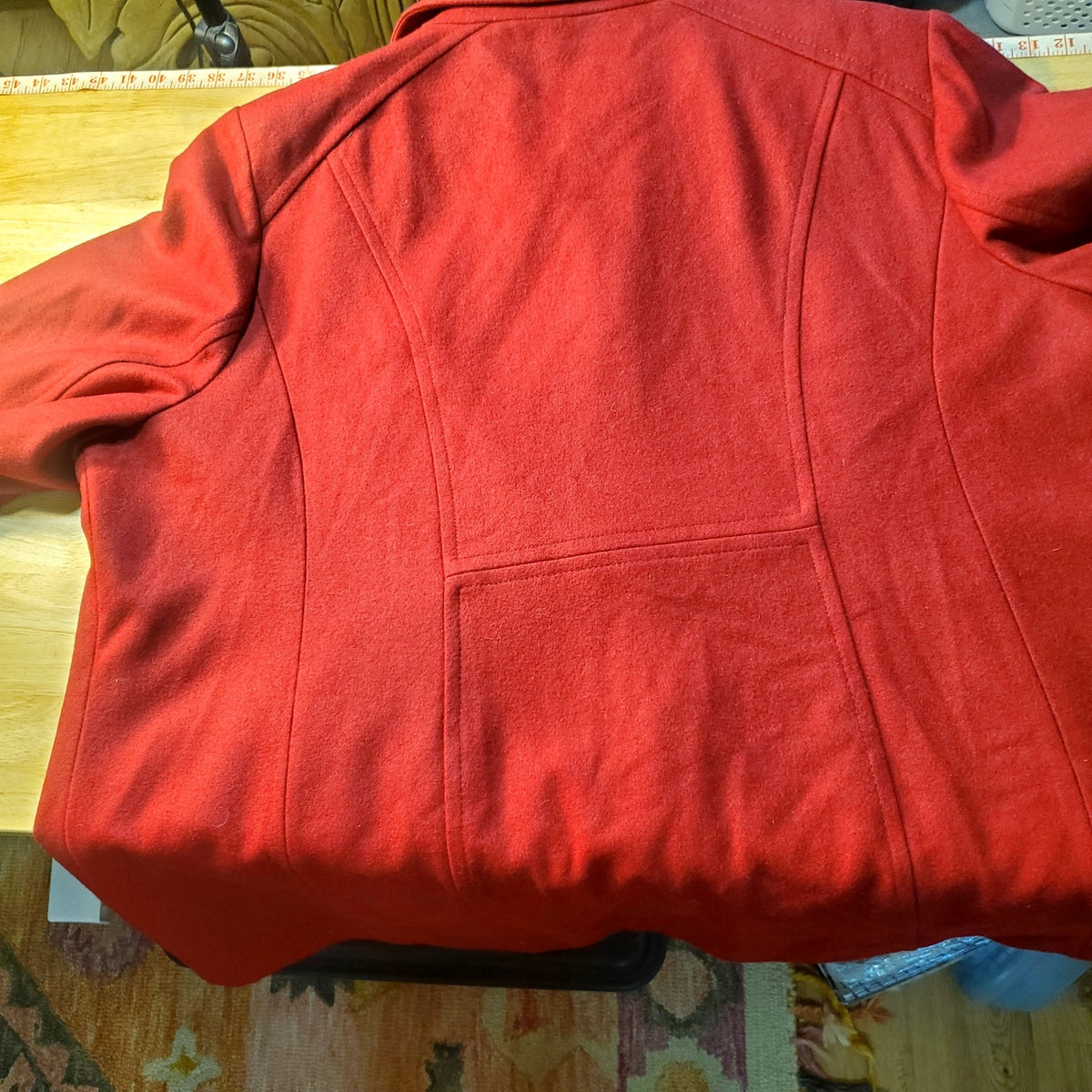 London Fog Collection 3x Double Collar Wool Blend Burgundy Maroon Pea Coat