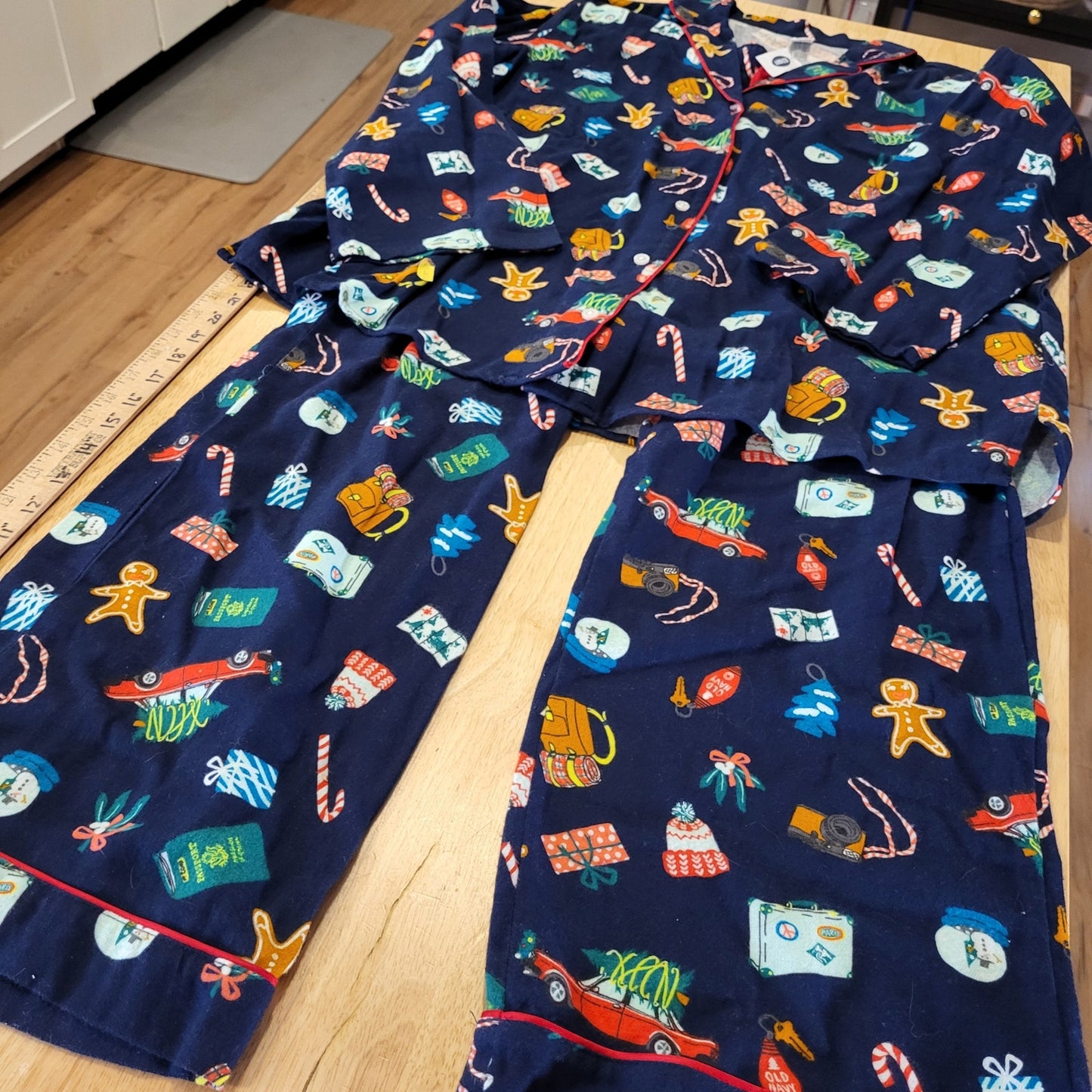 NWT Old Navy Blue Christmas Pajama Set Flannel 100% Cotton Xl