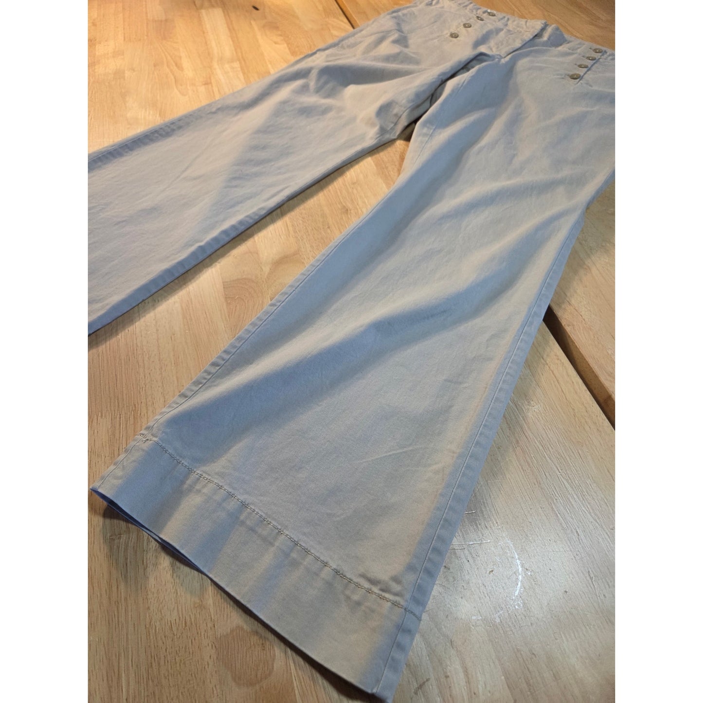 Ann Taylor Loft size 12 original sailor front wide leg khaki pants cotton