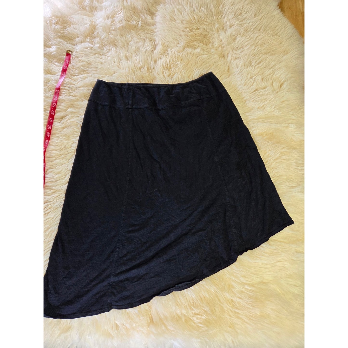 Prana black jersey knit asymmetrical t-shirt skirt Shin length black XL