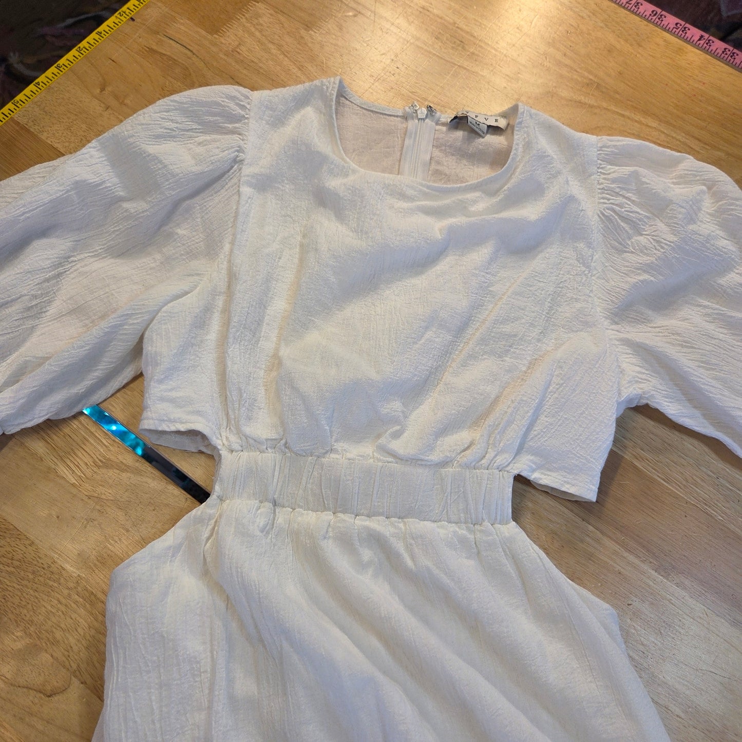 HFYVE  Jersey knit cut outside elastic mini dress white cotton size medium