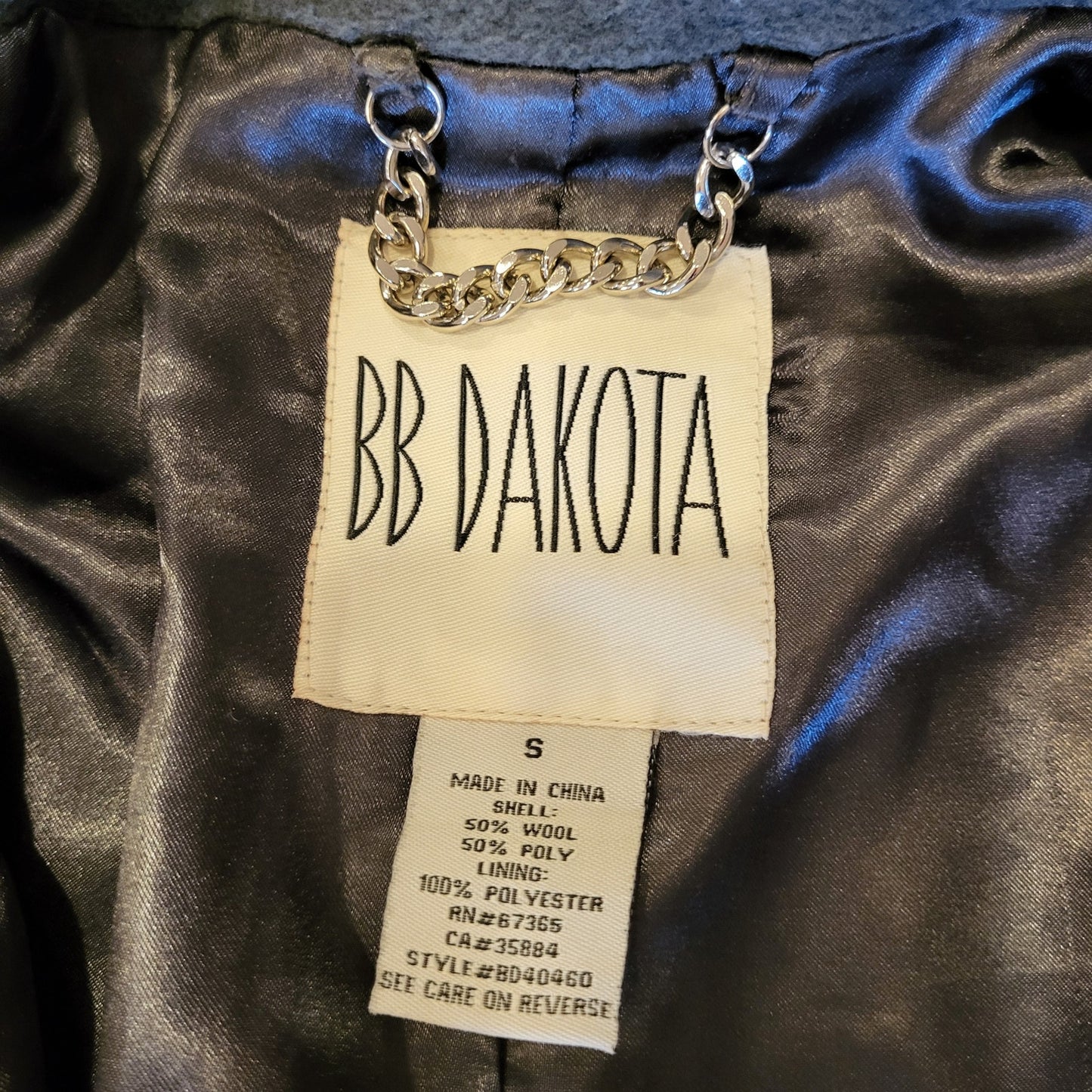 B.B. Dakota Wool Blend Mid Length Fleece Gray Pocket Epaulette (See belt wear)