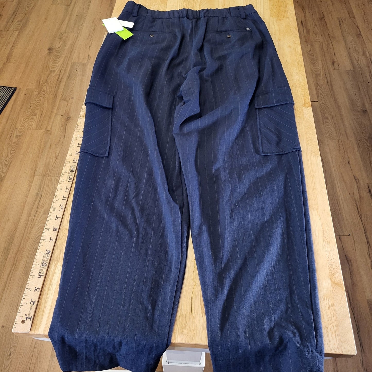 Sam Edelman Laila Pants Pinstripe Elastic Waist Pockets Viscos Nylon Size 16
