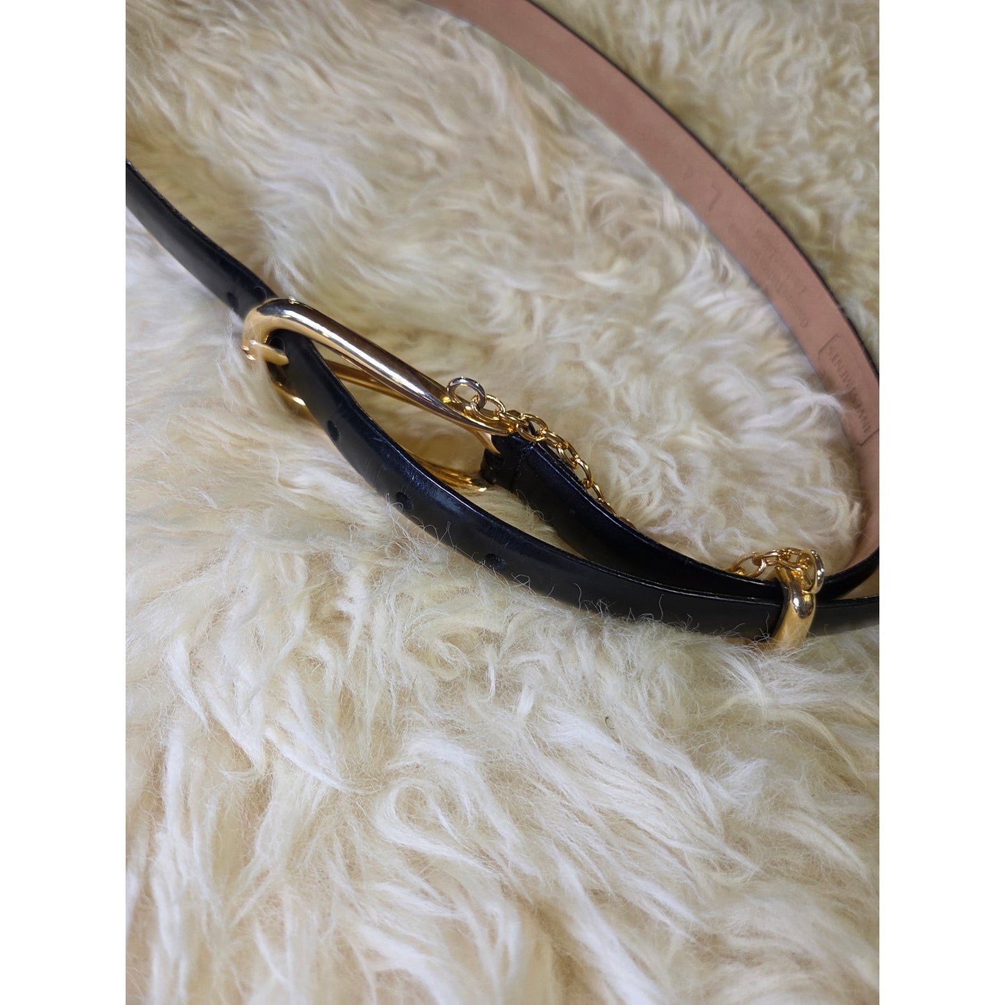 Investments large genuine Italian calfskin leather 39" length gold hardware
