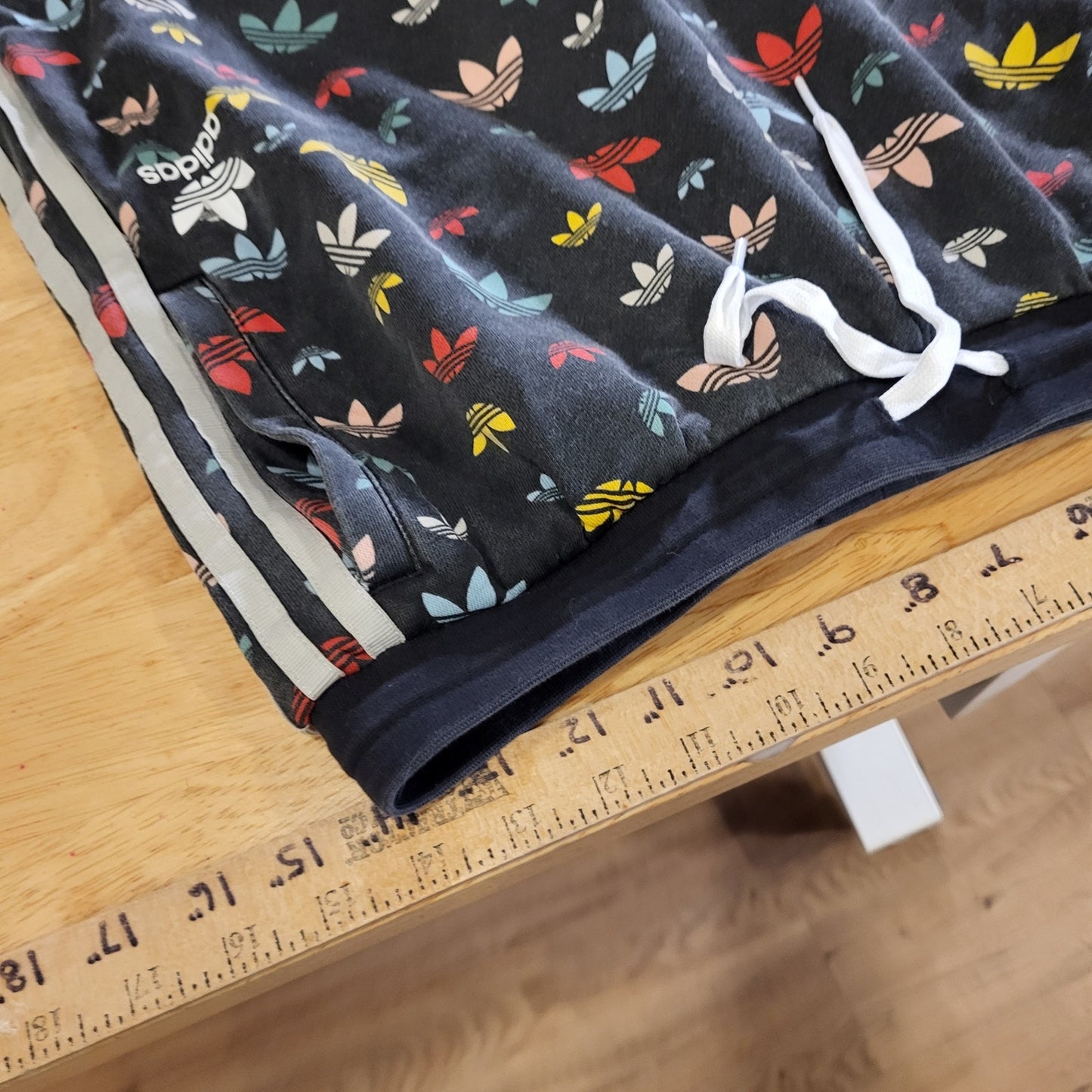 Adidas Originals Black Sweat Shorts Colorful All Over Print Stripe