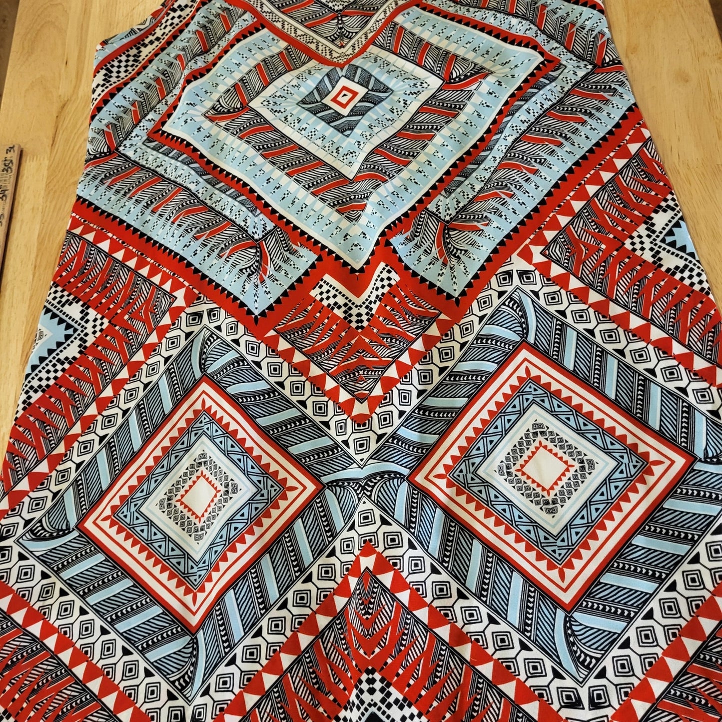 Pearle 88 Spaghetti Strap Racer Back Geometric Print Maxi Dress Medium