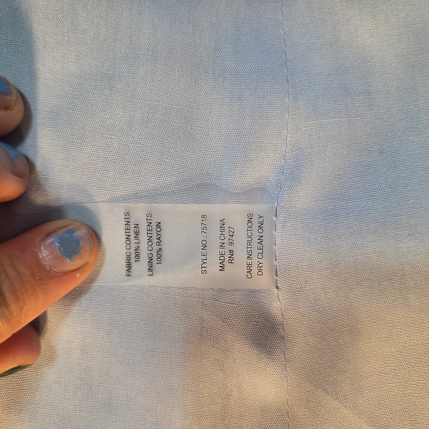 DolceCabo fully lined blue linen puff sleeve collared shirt dress mini 20" p2p