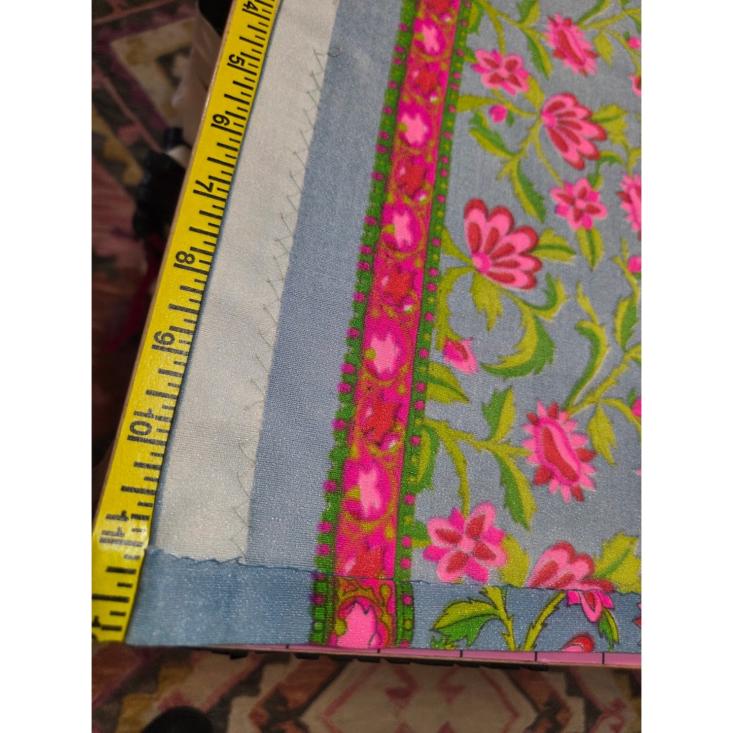 Vintage Chinese Style Hand Finished Neon Pink Blue Floral Sleeveless Maxi Dress