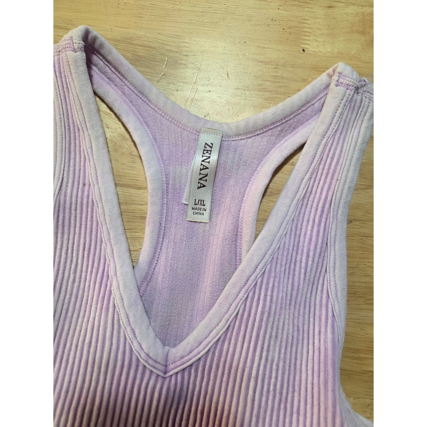 Zenana size large pink v-neck ribbed tank bralette sleeveless midriff lined
