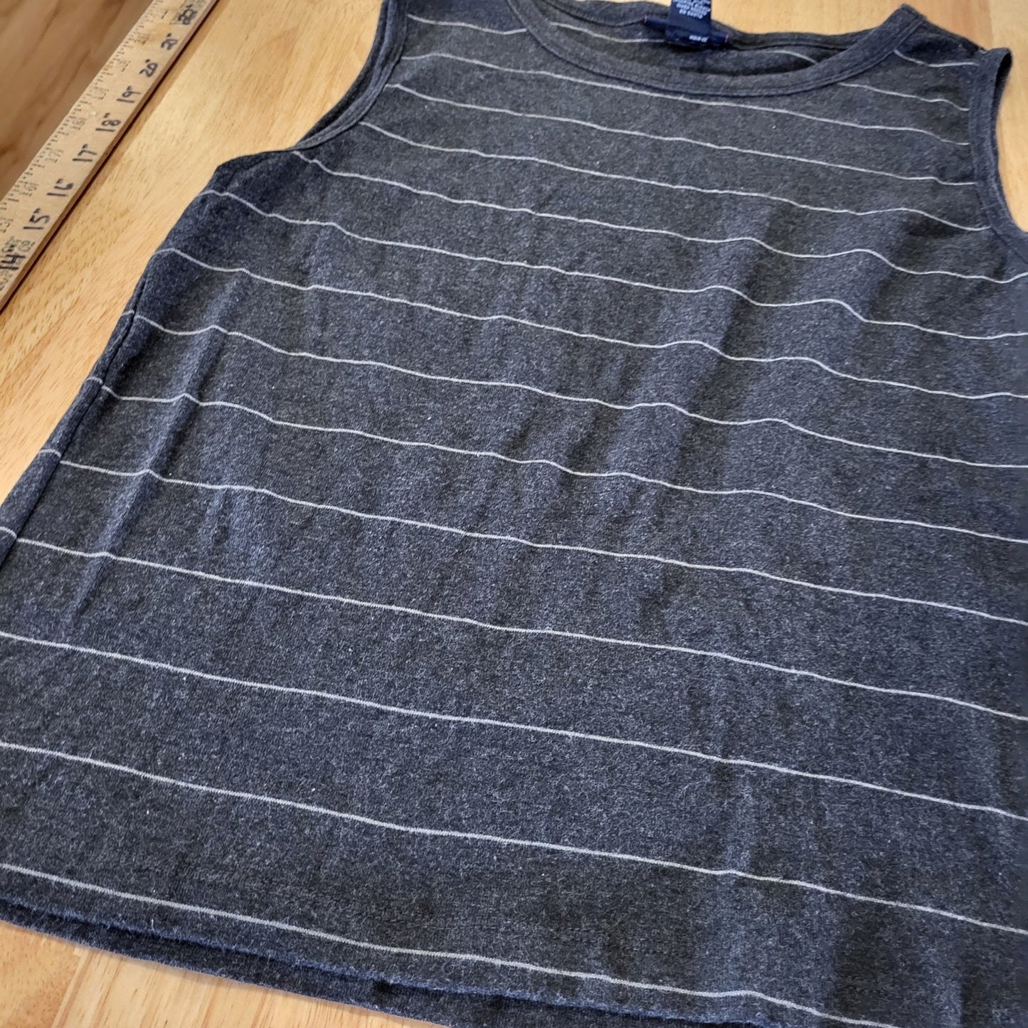 The Limited Gray Striped 100% Cotton 2 Piece Tank Cardigan Stretch Knit Large