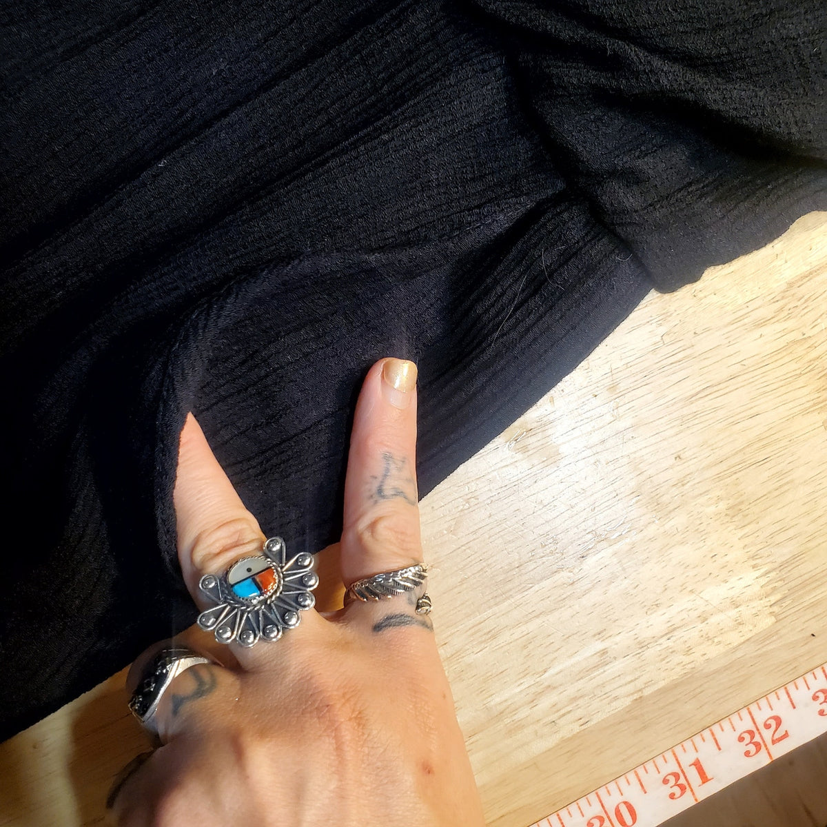 Lush Black Balloon Ruffle Hem Billowy Jumpsuit 30" Elastic Waist Wide Leg 28"