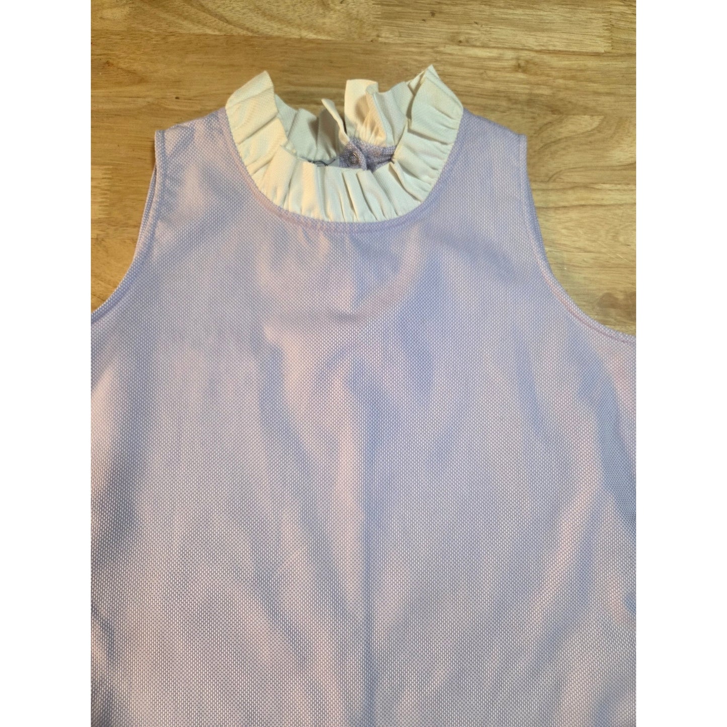Double R by Ravi Ravan purple white waffle mini sleeveless ruffle collar